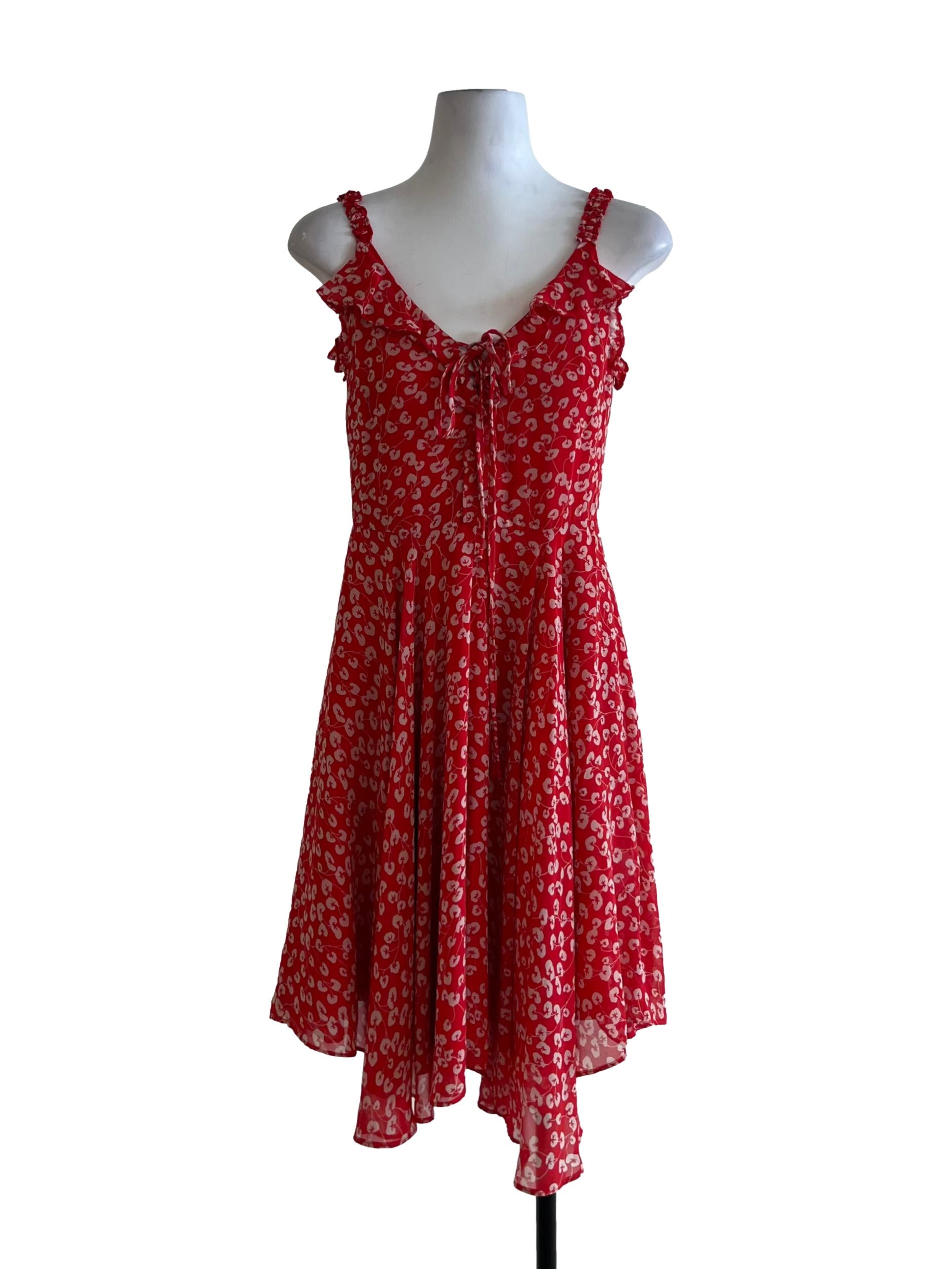 Rose Red Floral A-Line Dress