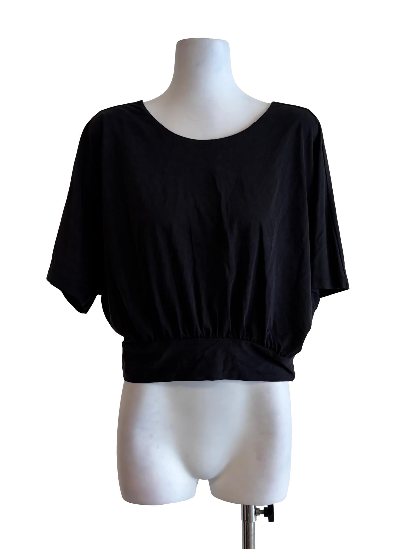 Slate Black Batwing Short Sleeve Blouse