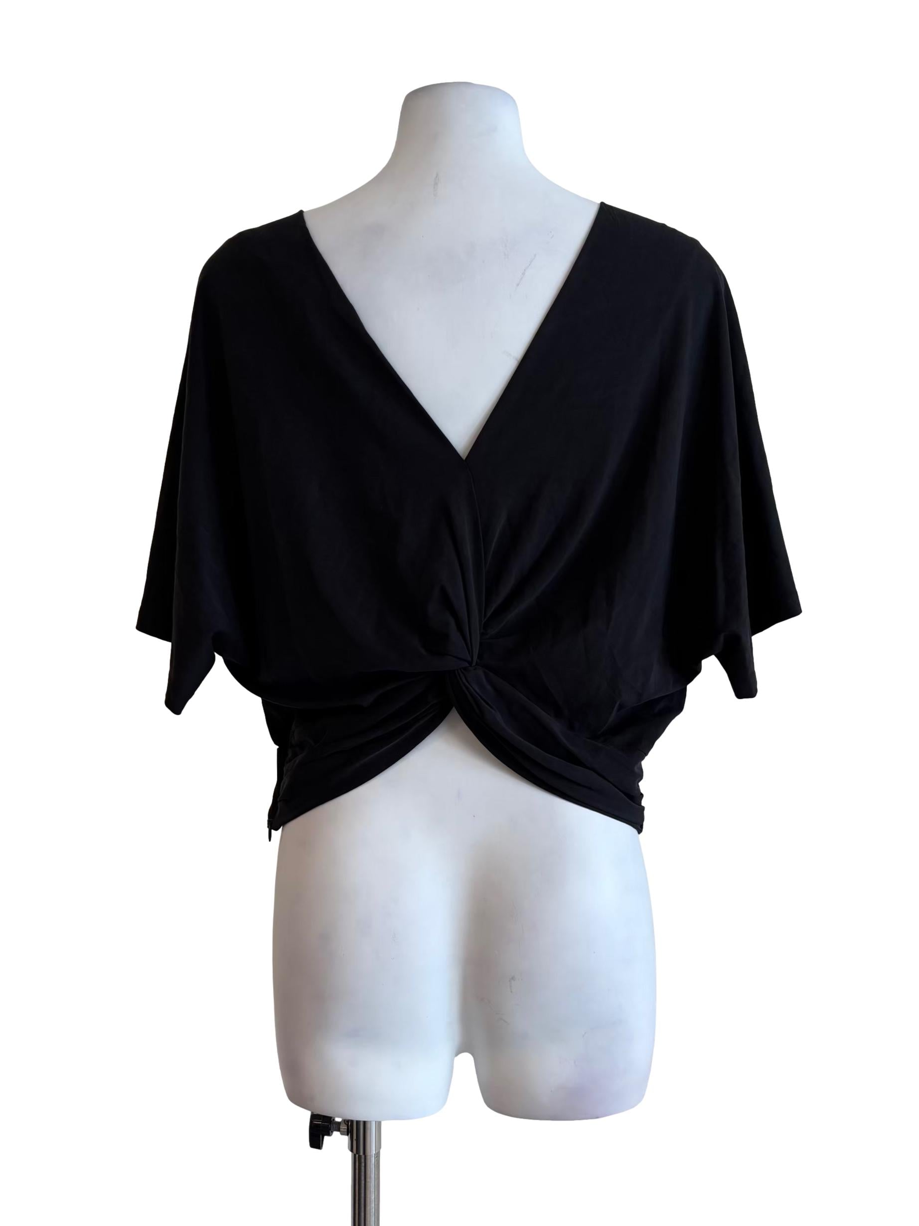 Slate Black Batwing Short Sleeve Blouse