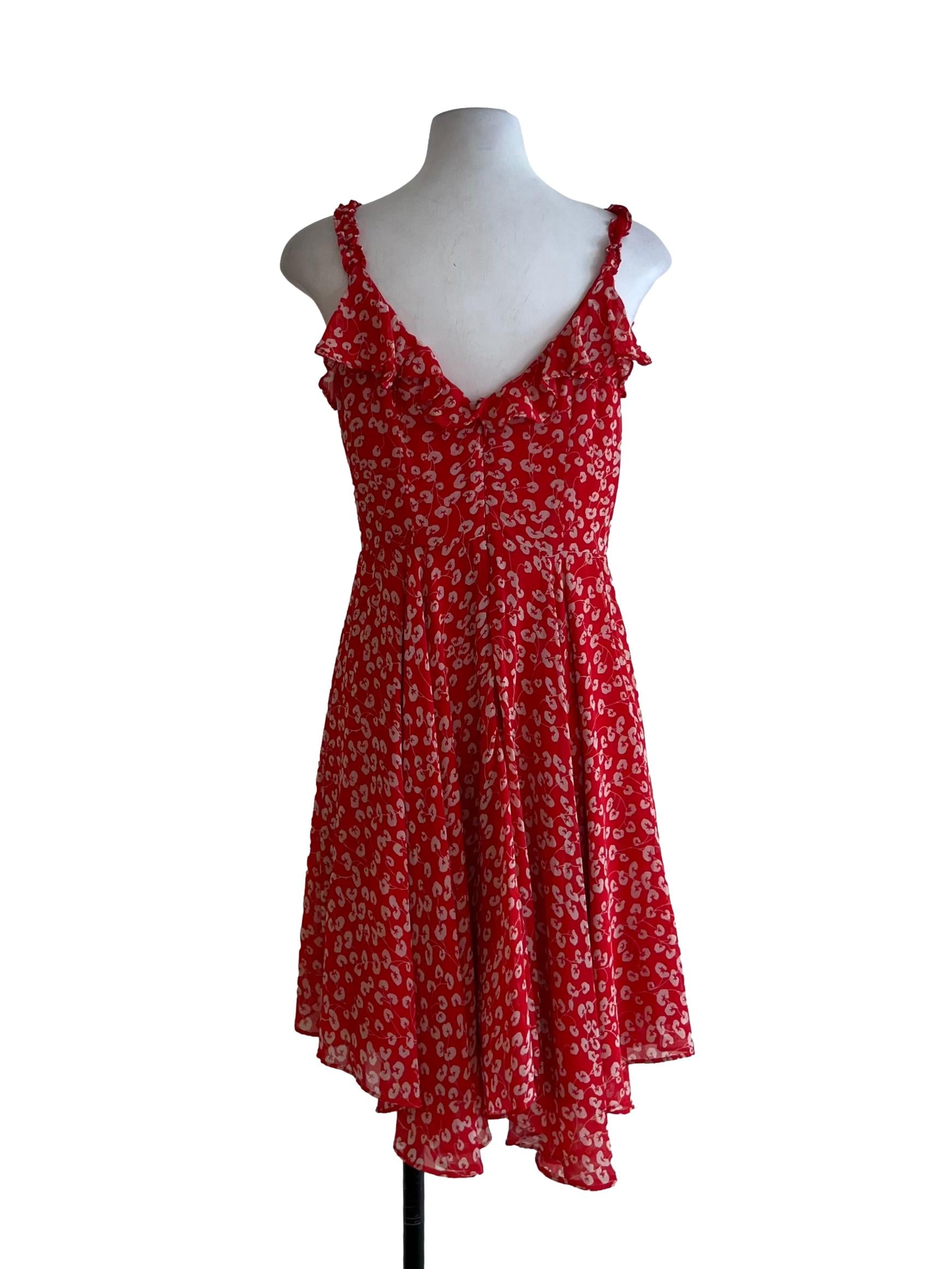 Rose Red Floral A-Line Dress
