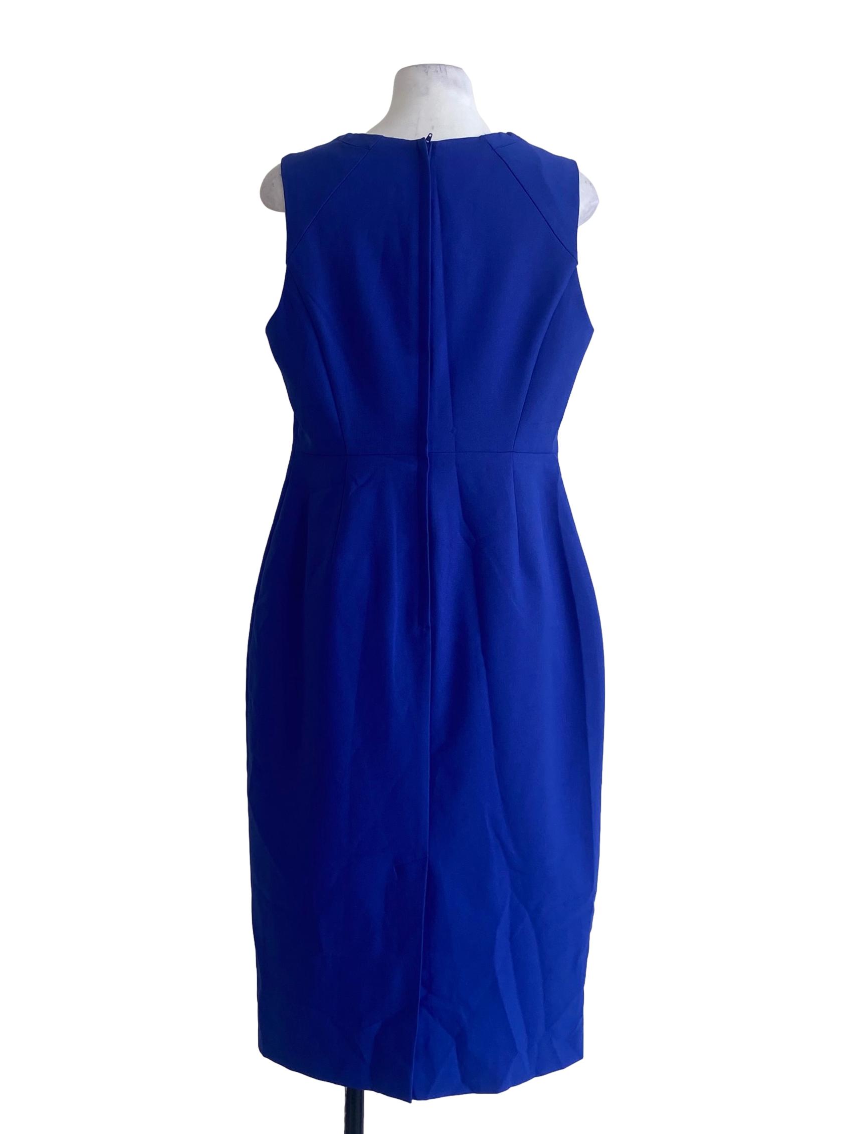 Cobalt Blue Jewel Neck Sleeveless Slit Shift Dress