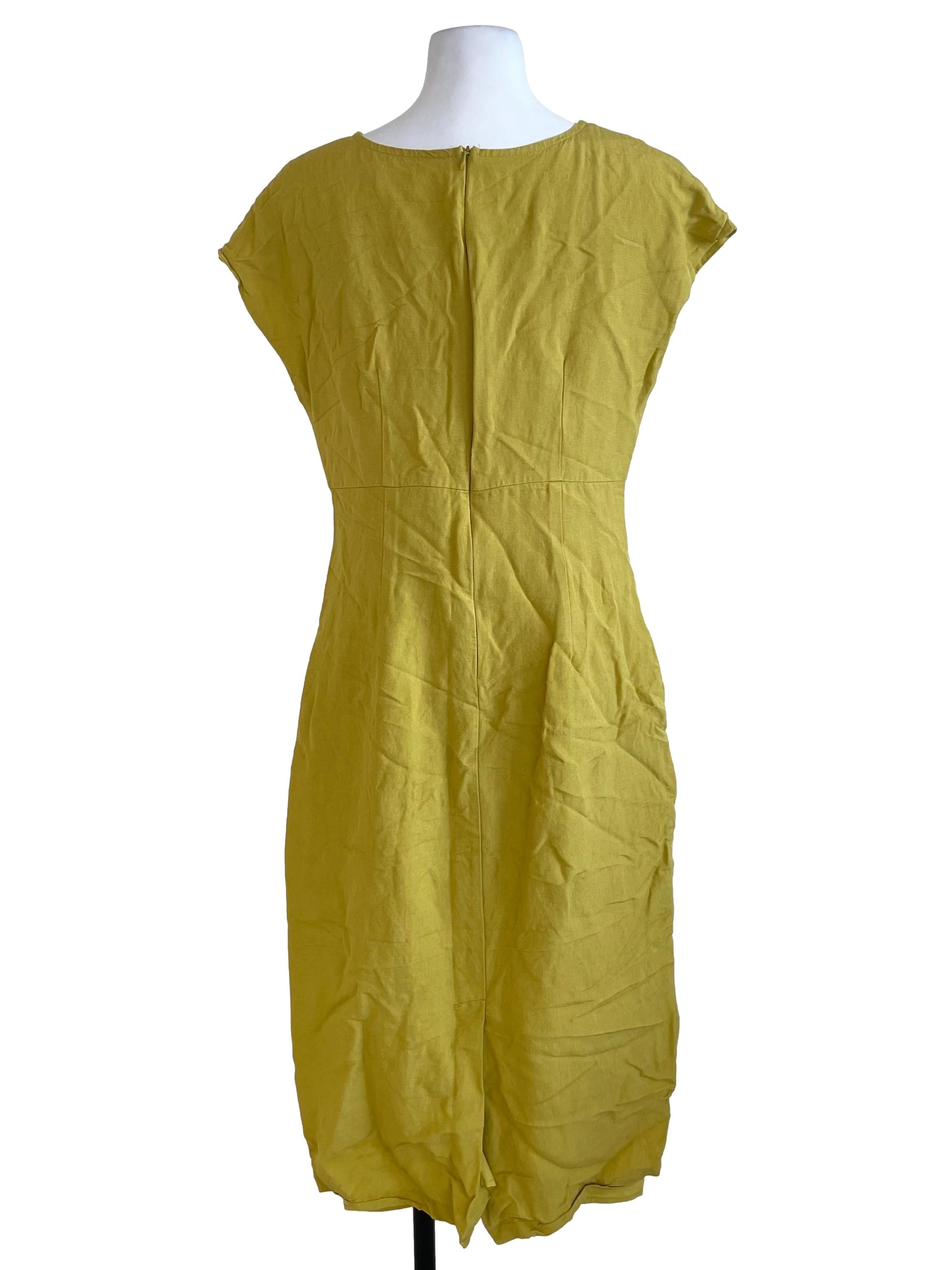 Corn Yellow V Neck Dress
