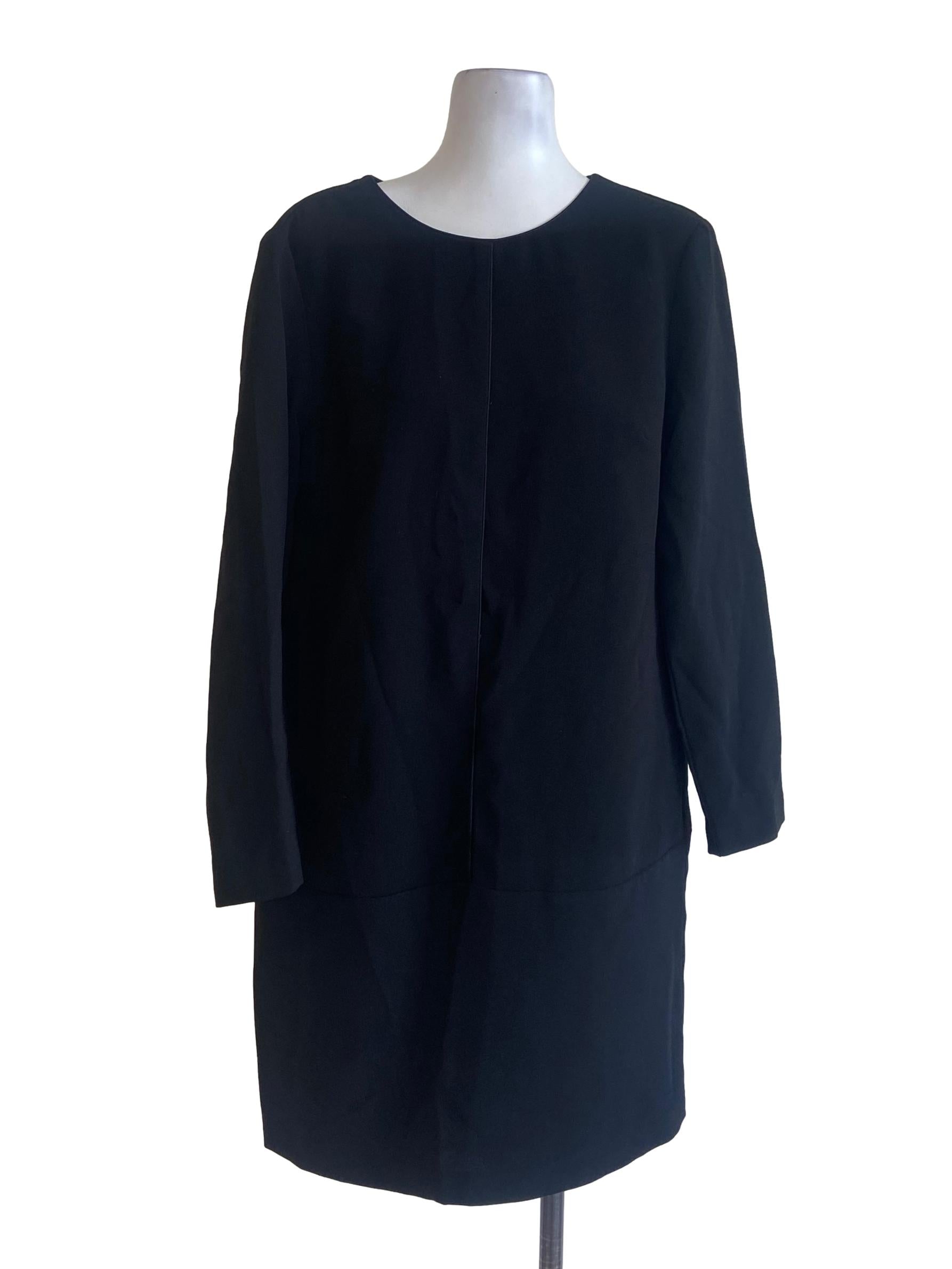 Black Twill Shift Dress