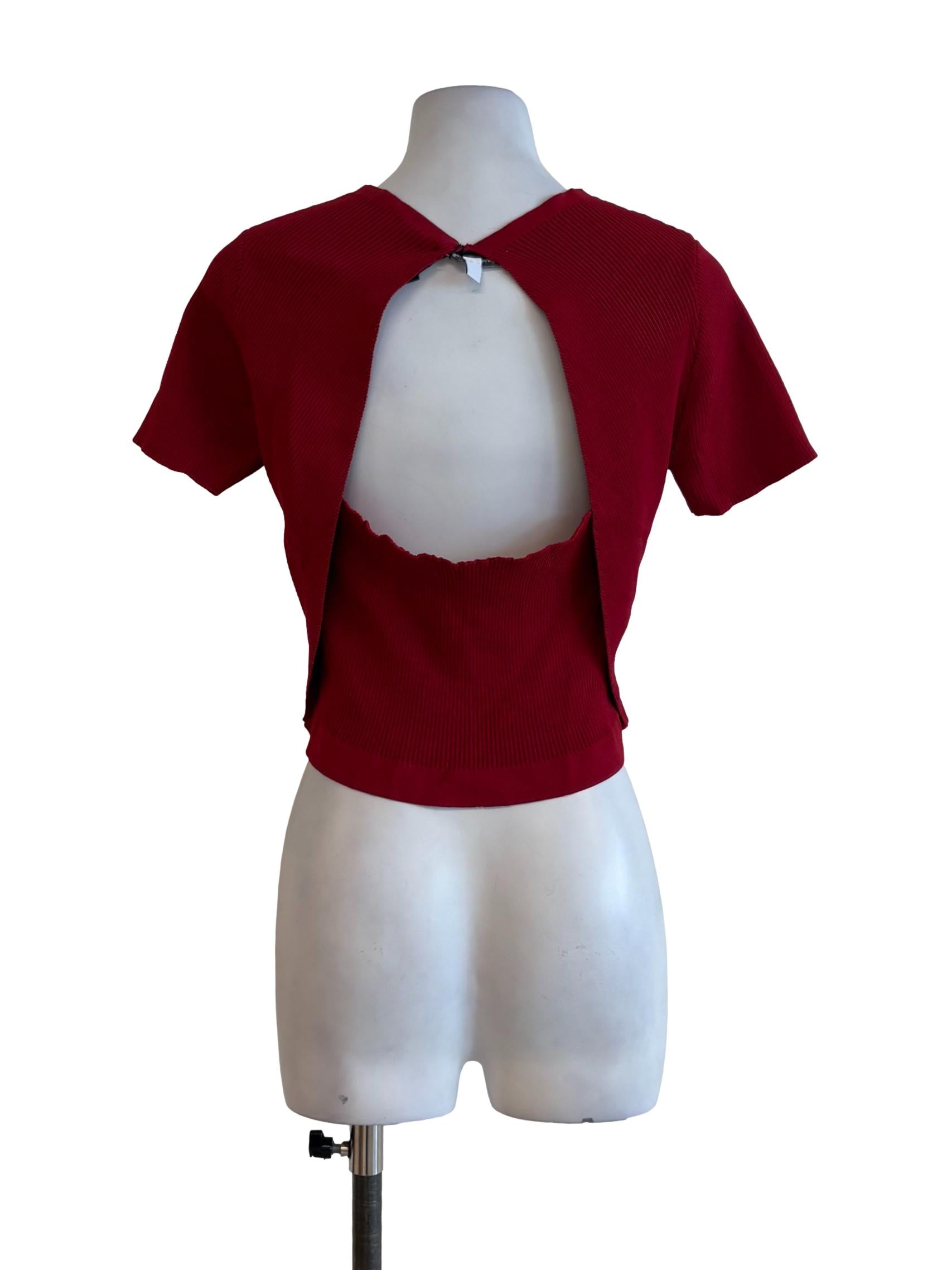 Ruby Red Knitted Fitted Crop Top