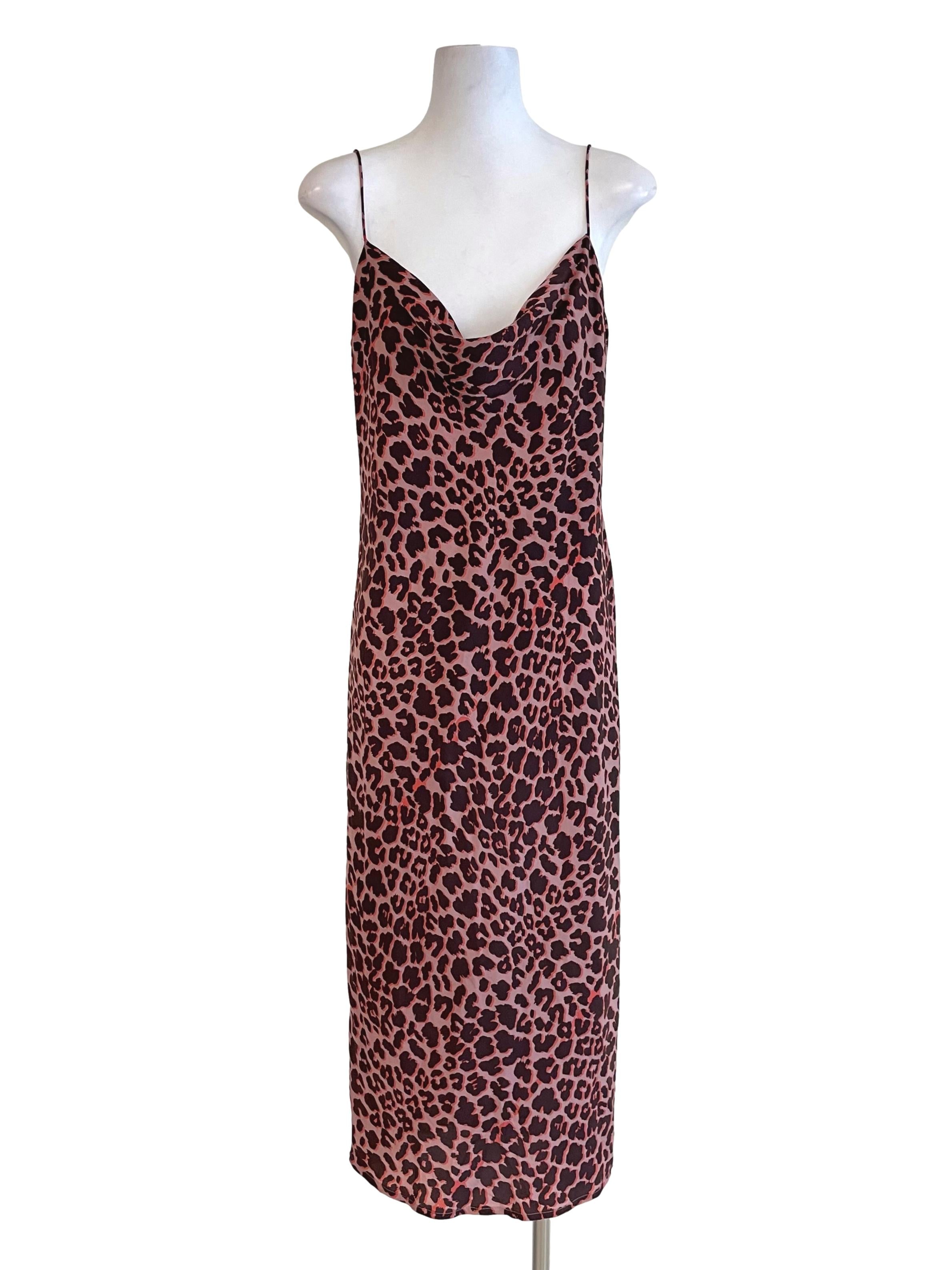 Cantaloupe Leopard Draped Cami Dress