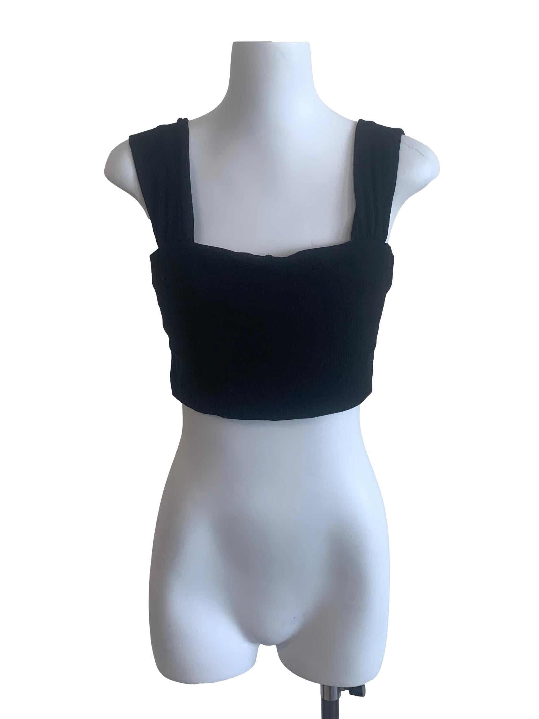 Black Square Neck Crop Top