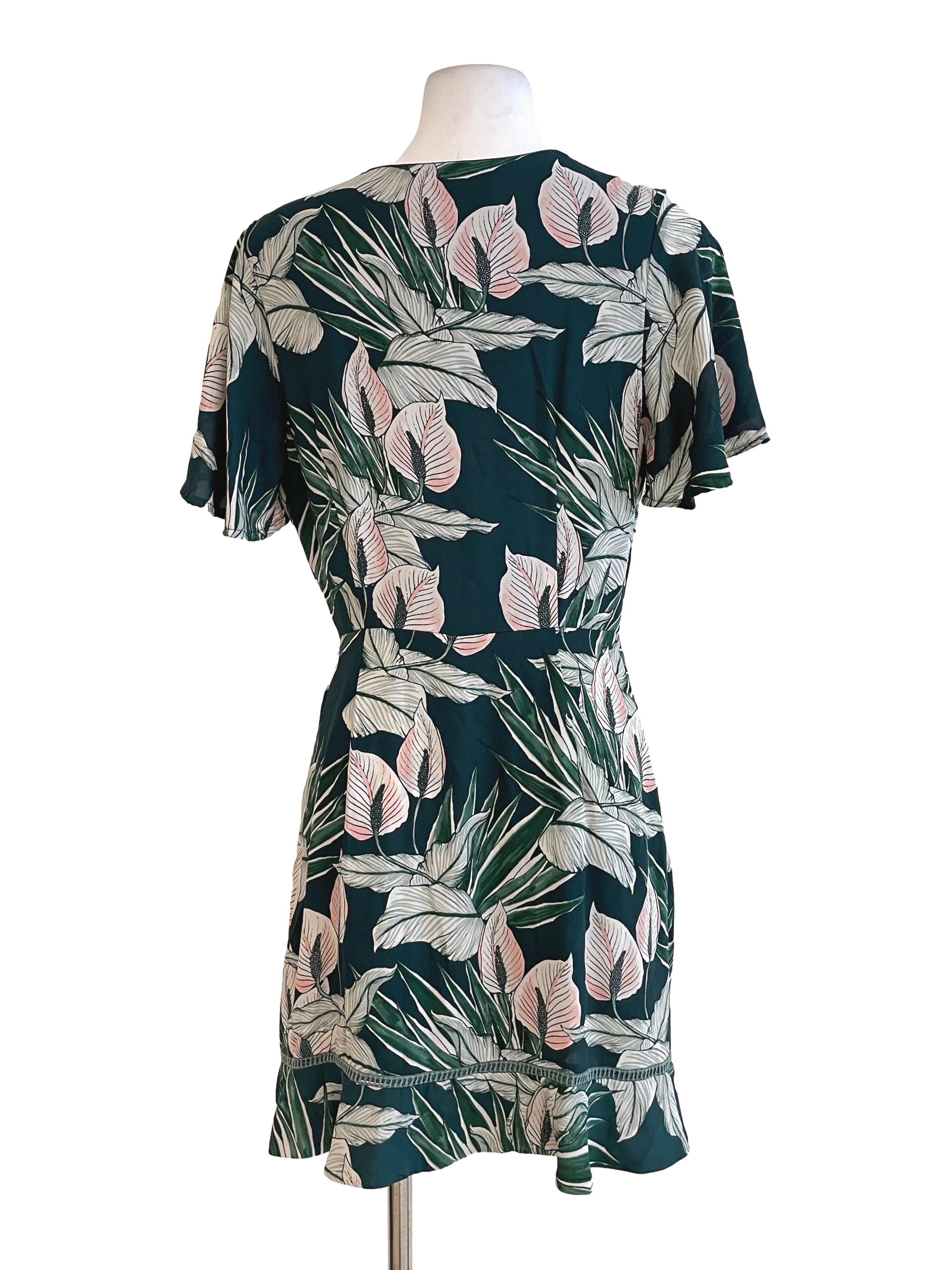 Pine Tropical Wrap Chiffon Romper