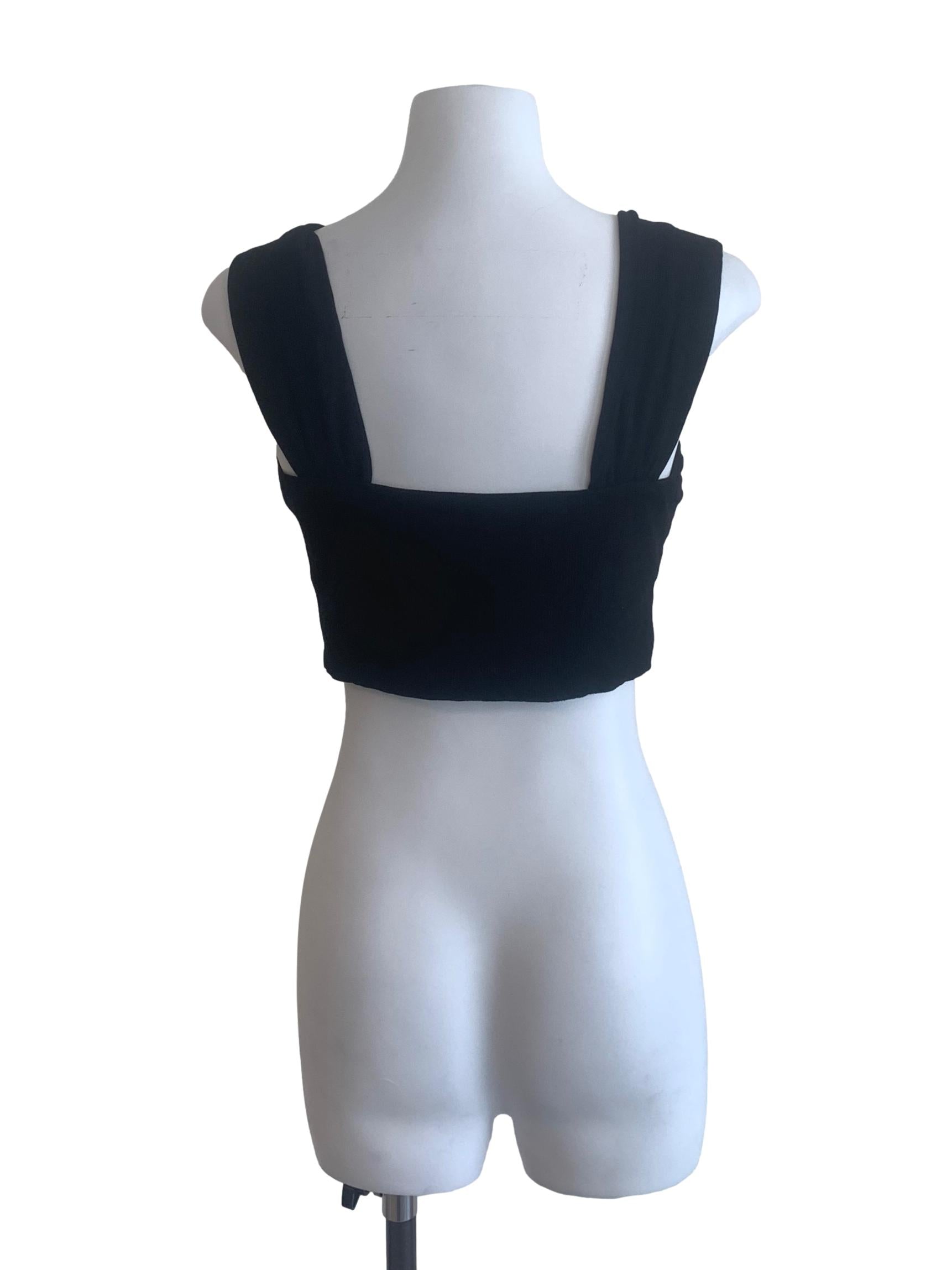 Black Square Neck Crop Top