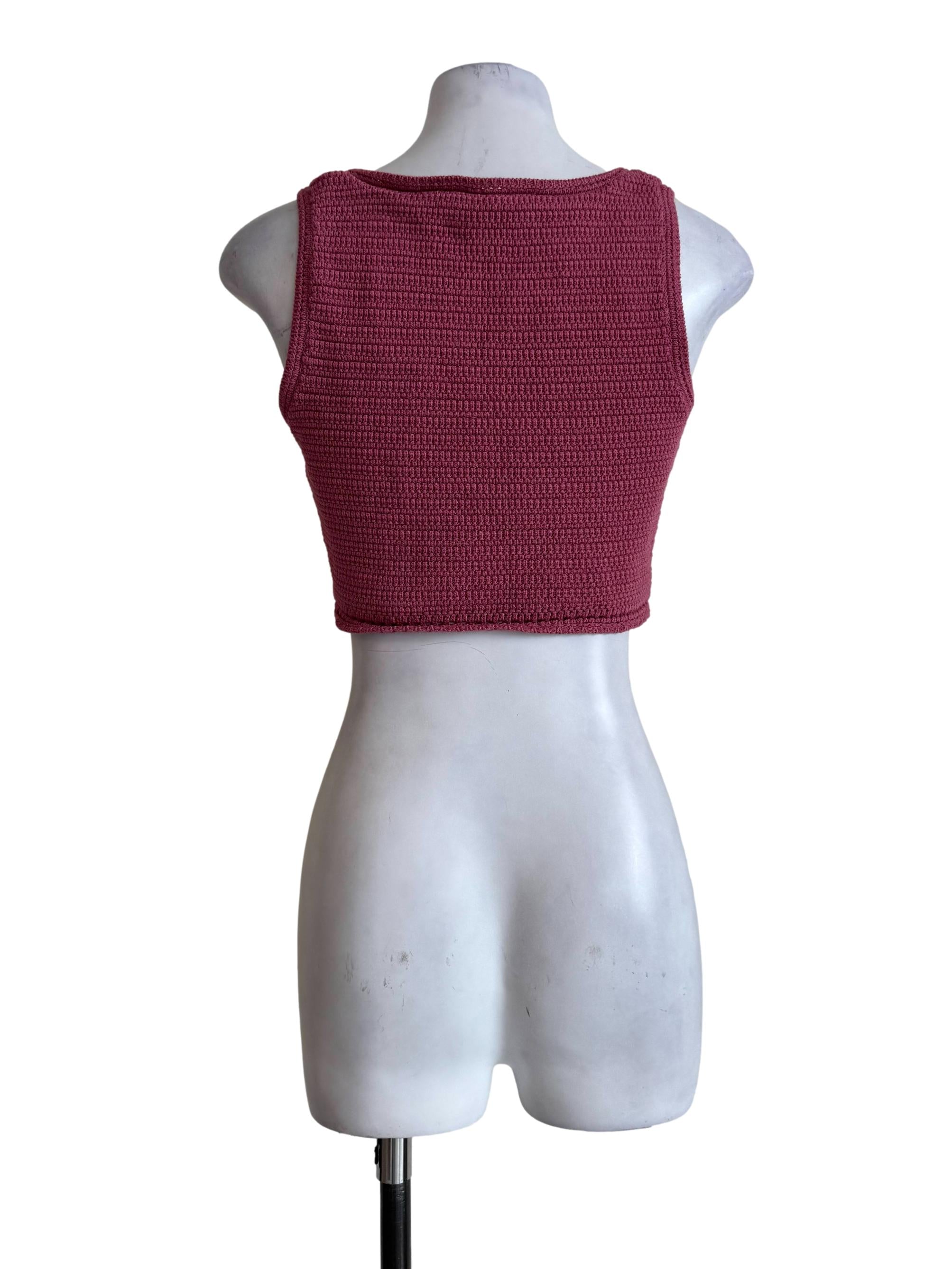 Raspberry Knitted Sleeveless Top