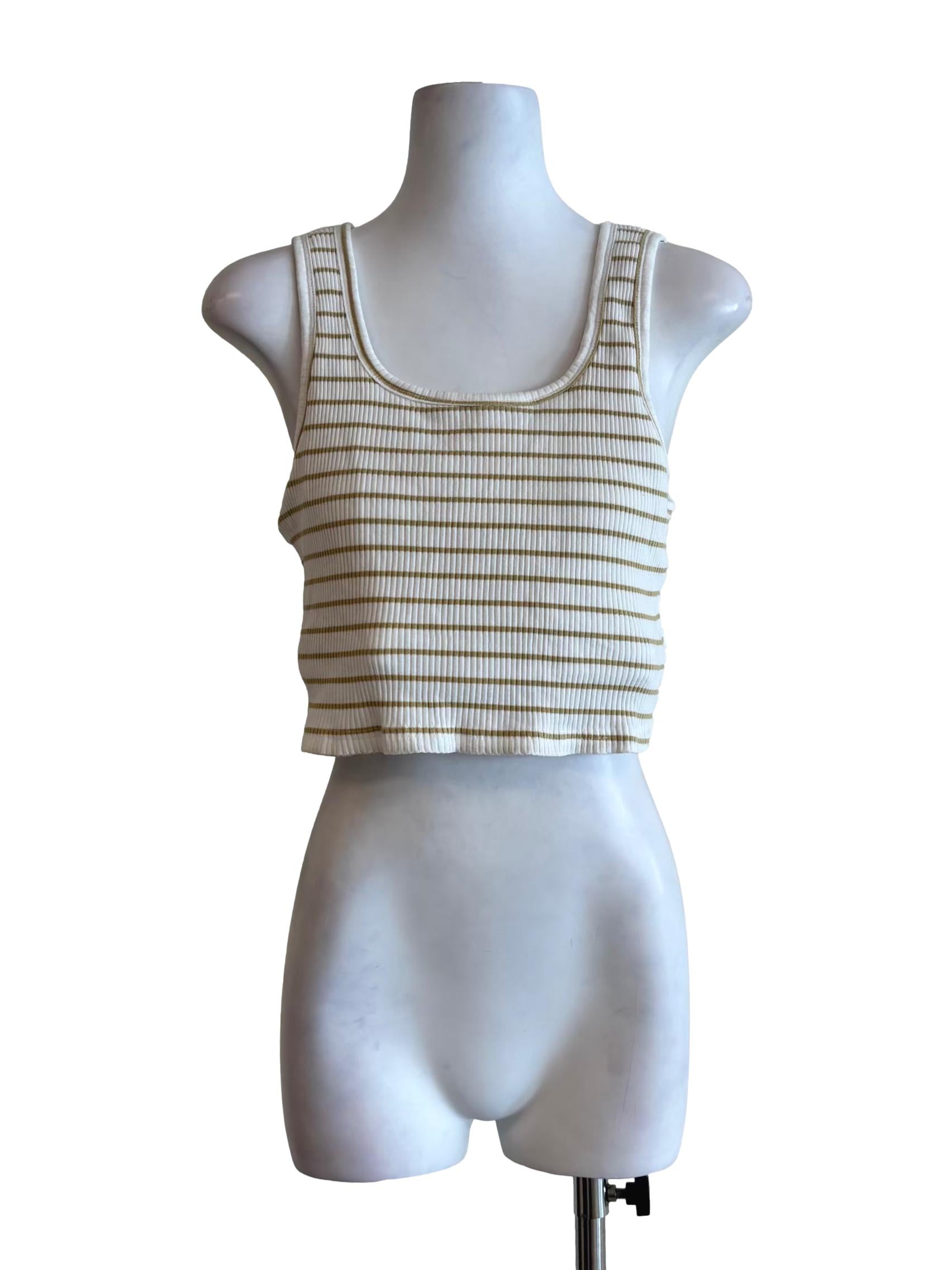 Off White Oyster Striped Tank Top