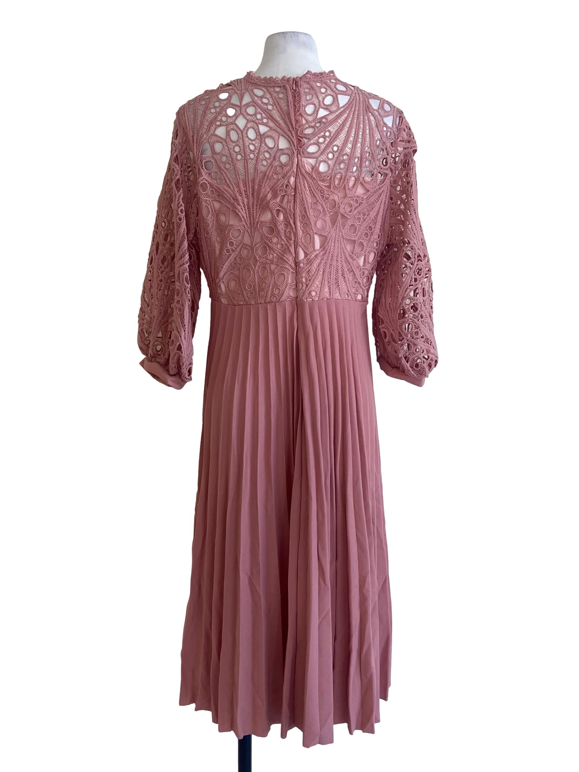 Rose Pink Lace Accordion Dress