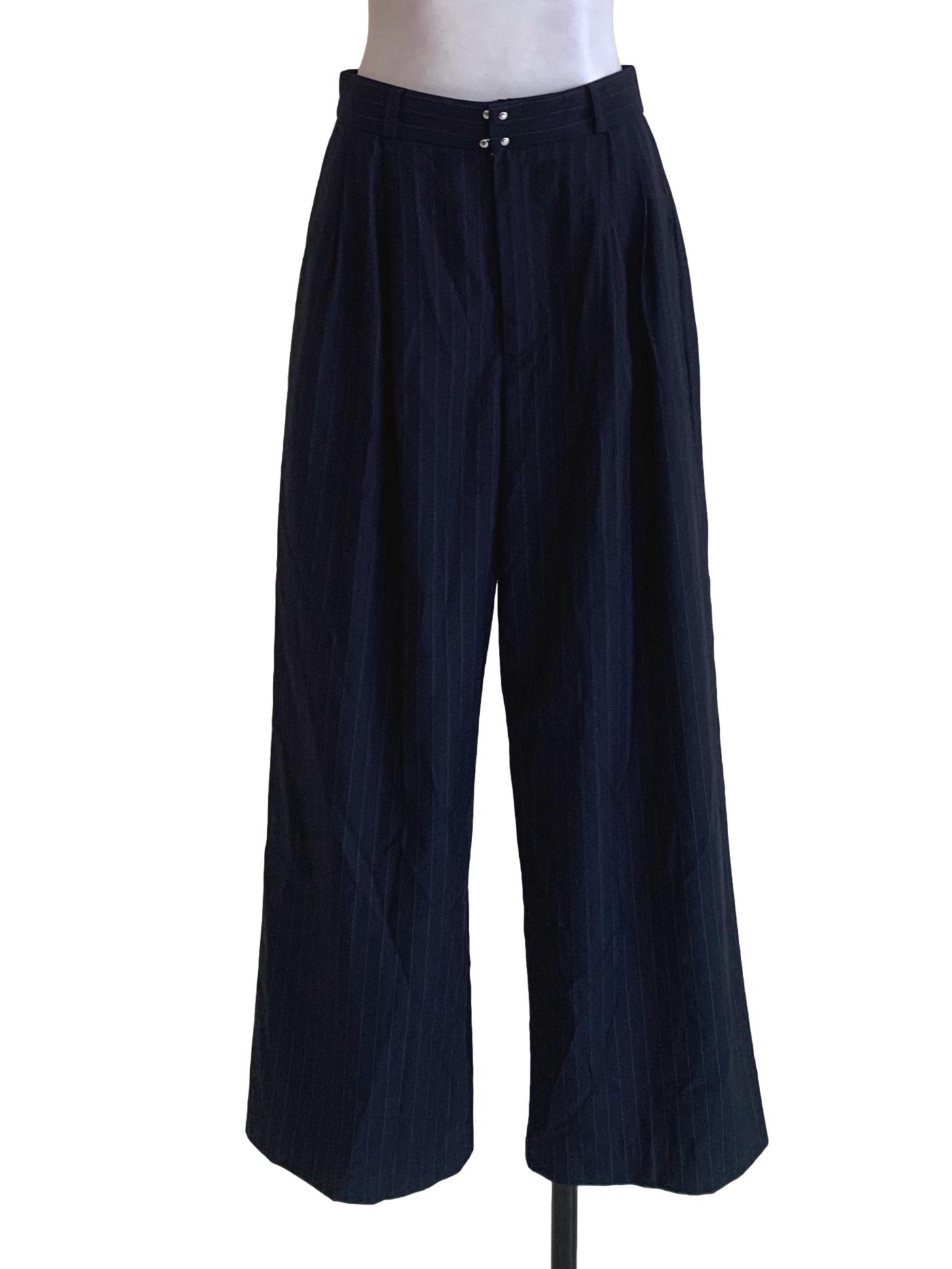 Navy Blue Pinstripe Formal Pants