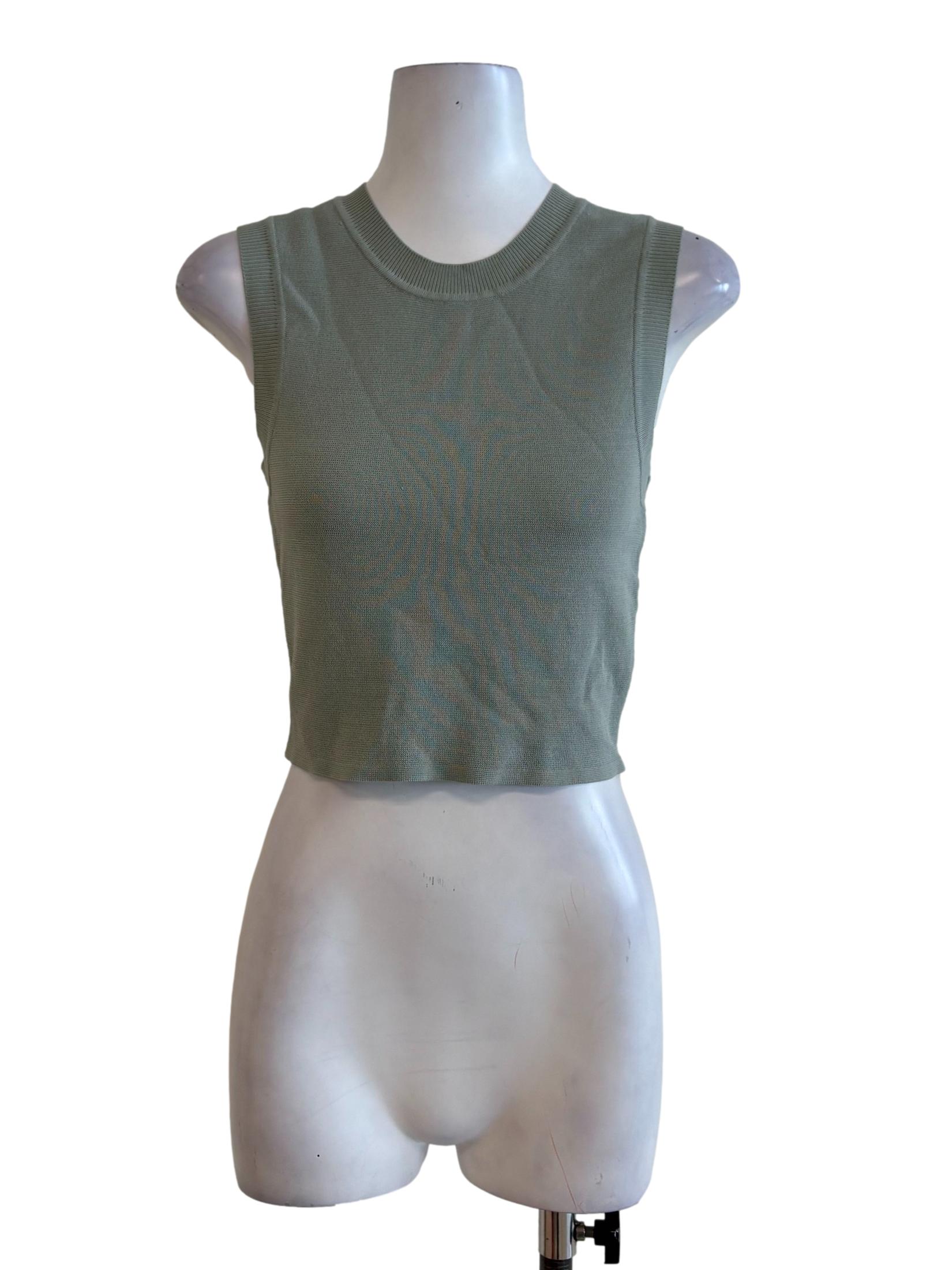 Sage Green Knitted Fitted Tank Top