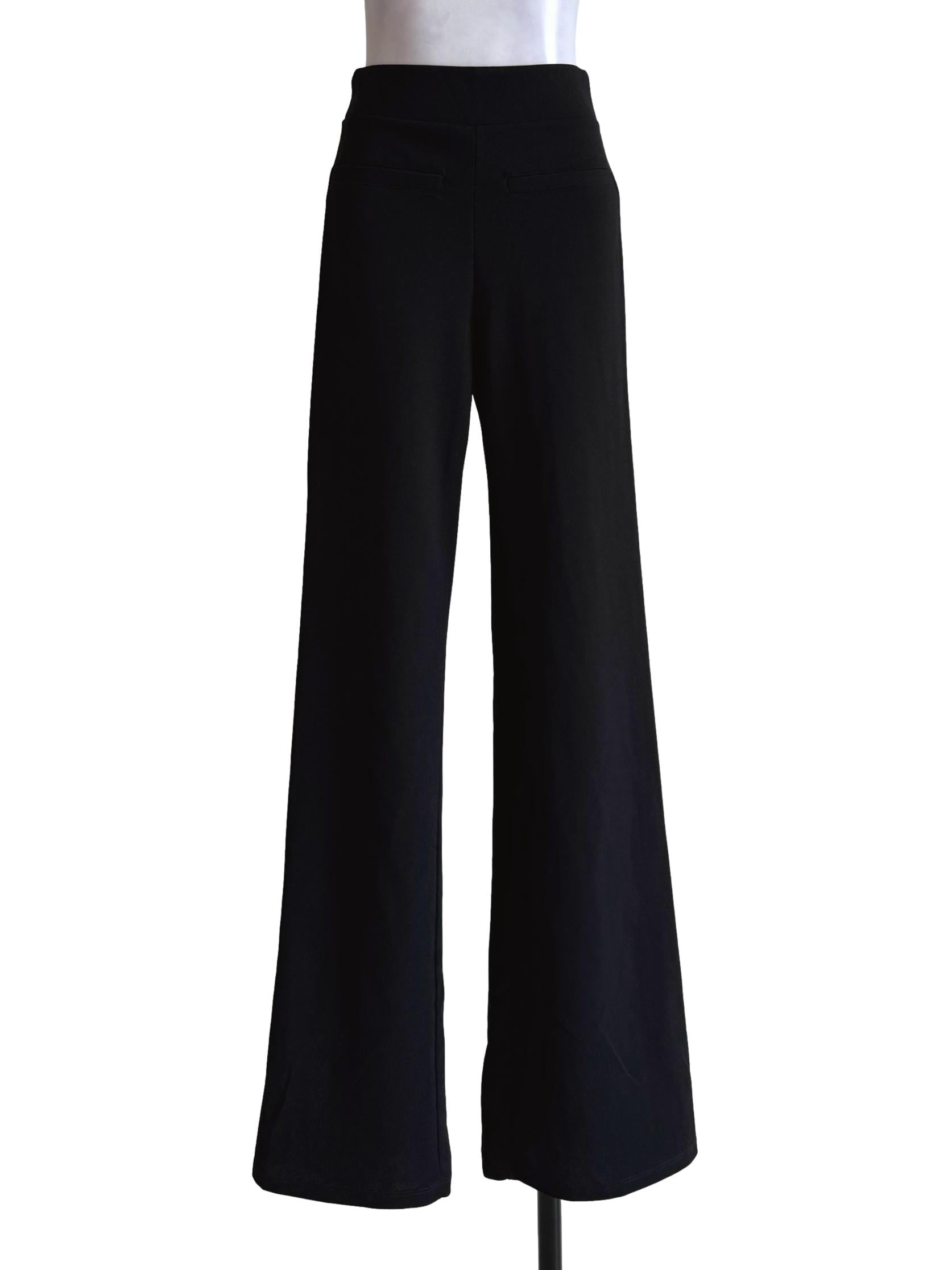 Textured Black Decorative Front Pocket Pants