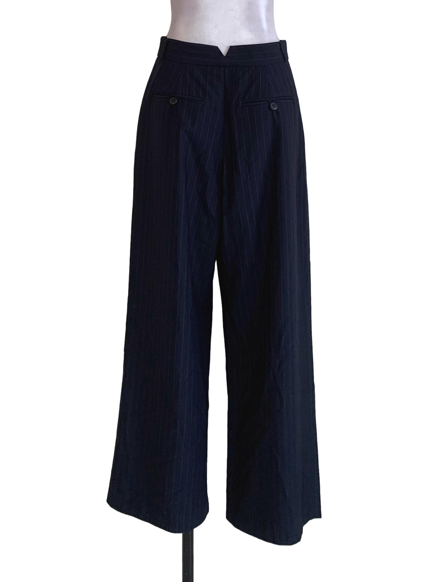 Navy Blue Pinstripe Formal Pants