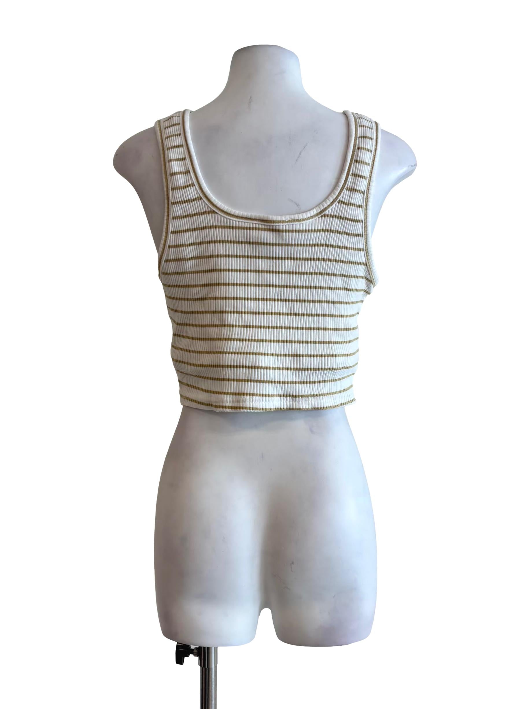 Off White Oyster Striped Tank Top