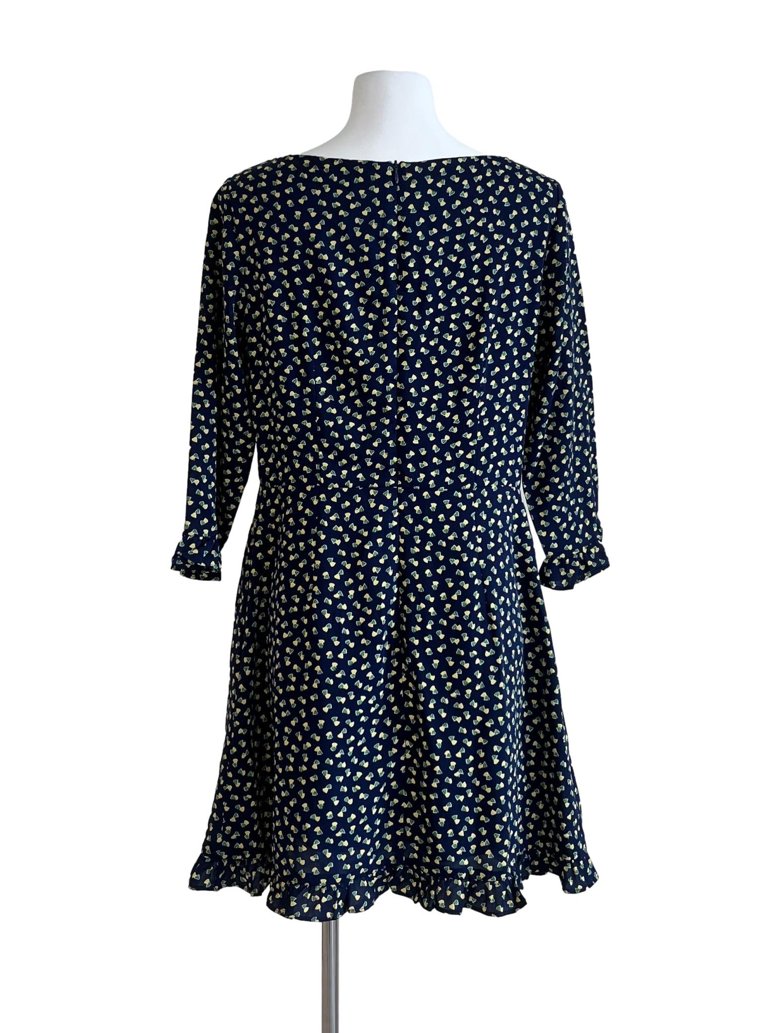 Blue Black Patten Long Sleeve Dress