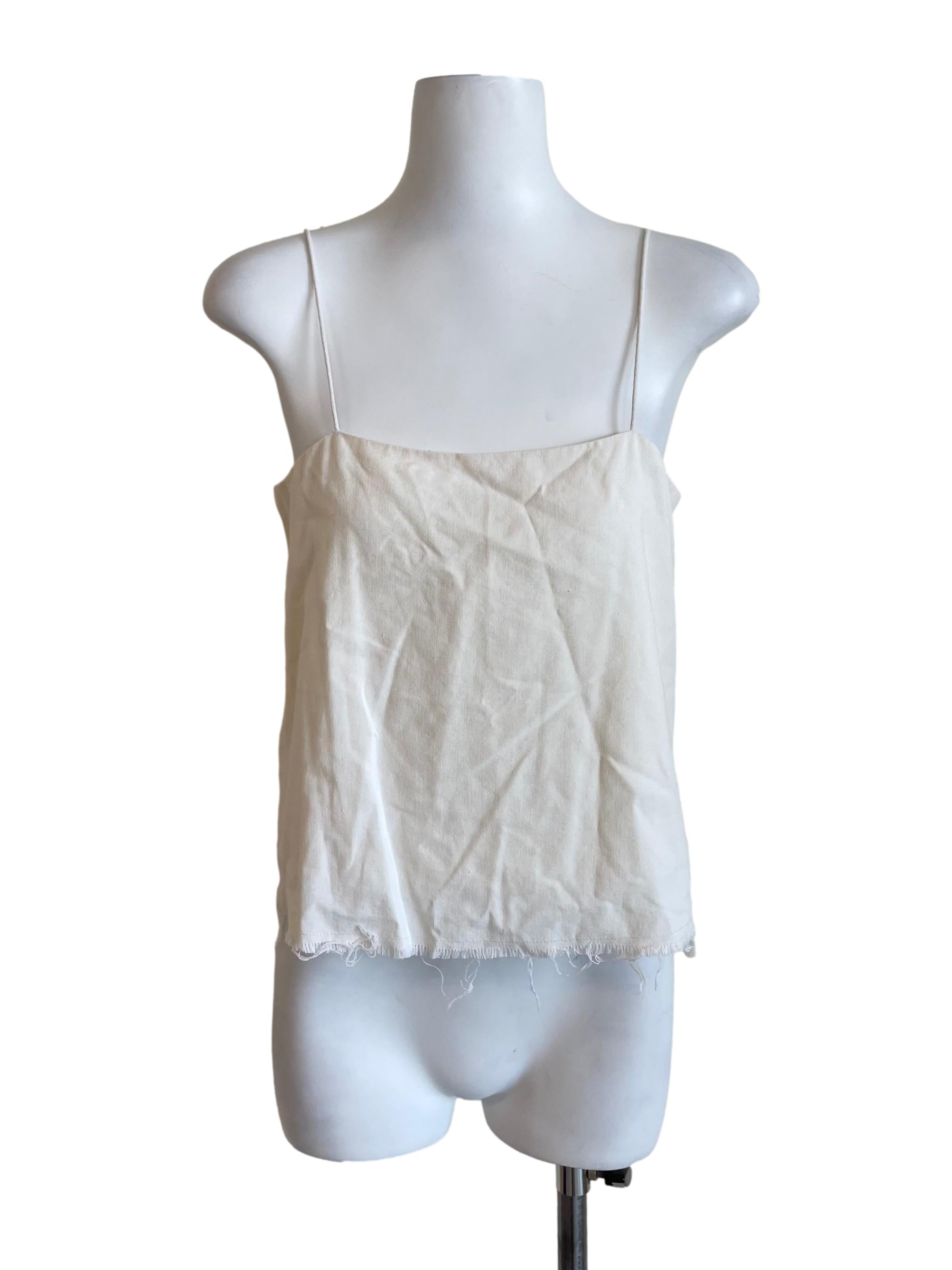 Cream Linen Raw Hem Cami Top OSN