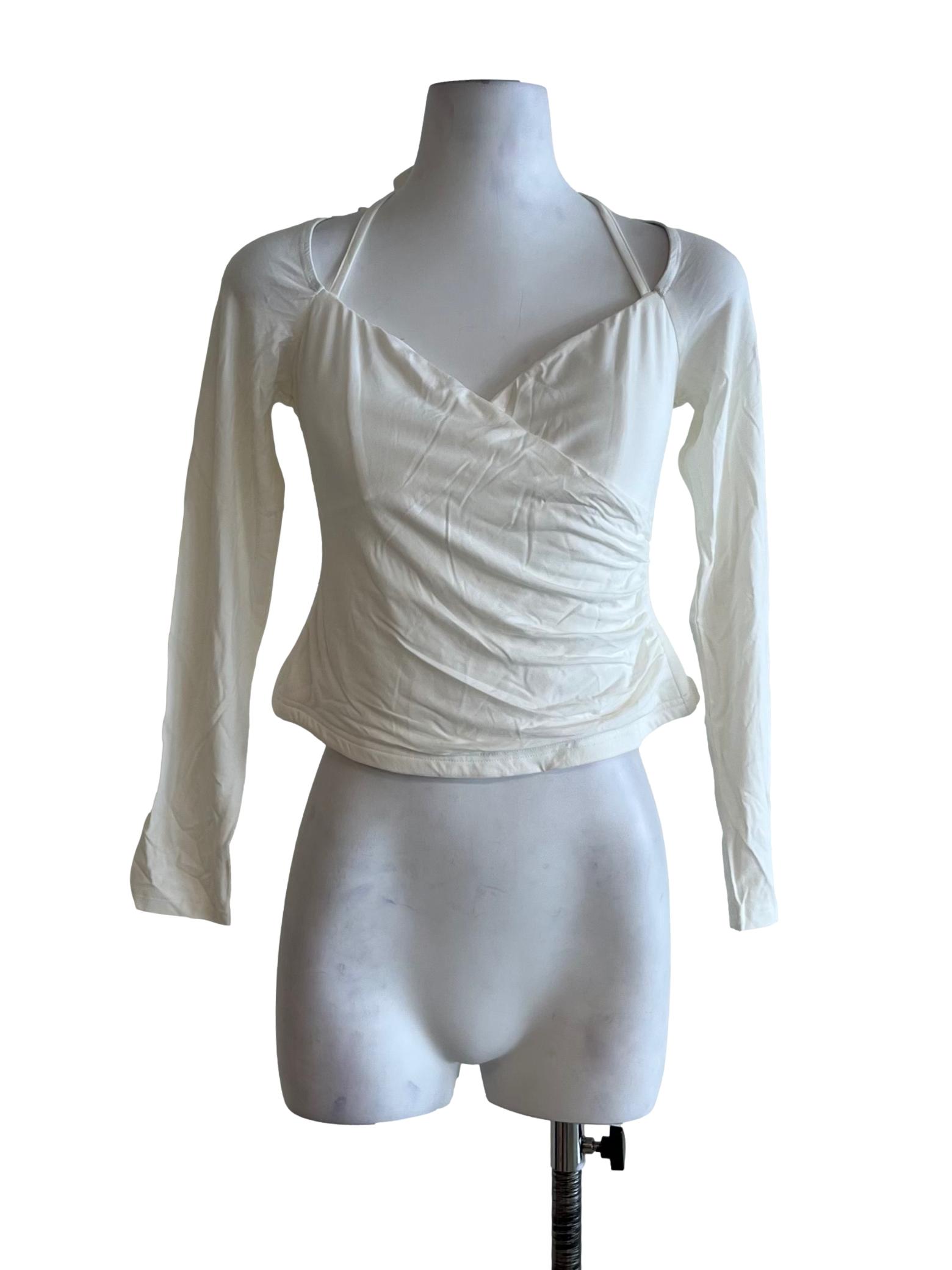 White Sweetheart Neckline Blouse