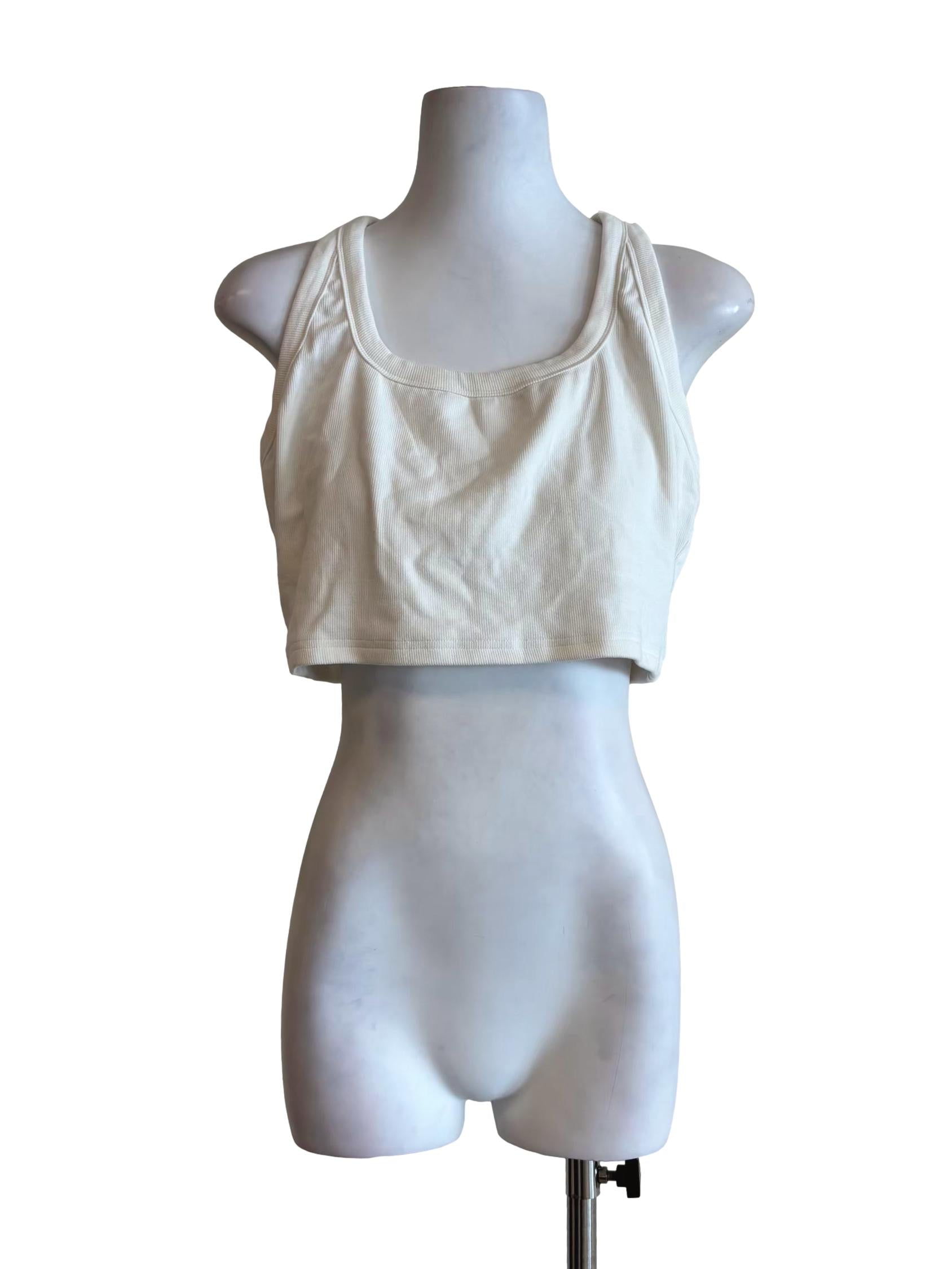 Ivory White Cropped Halter Tank Top