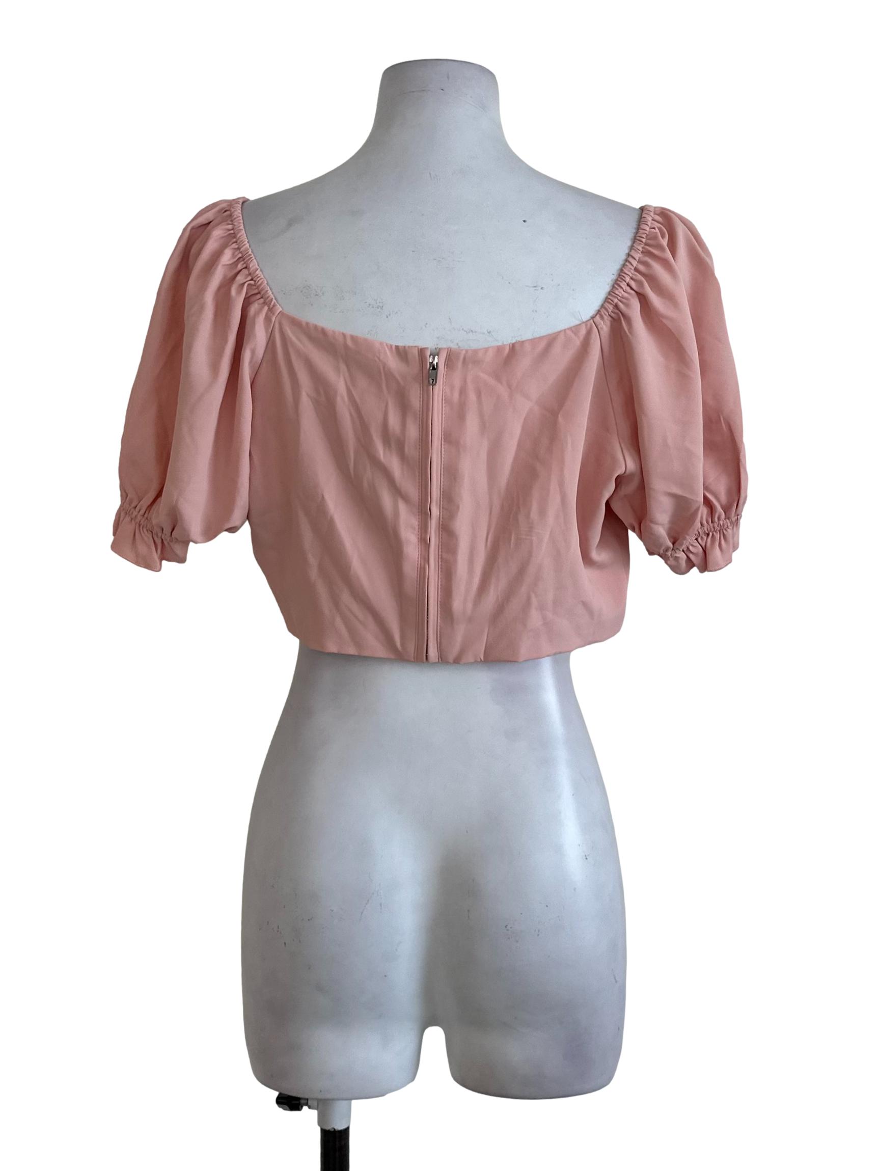 Soft Pink Square Neck Plain Top