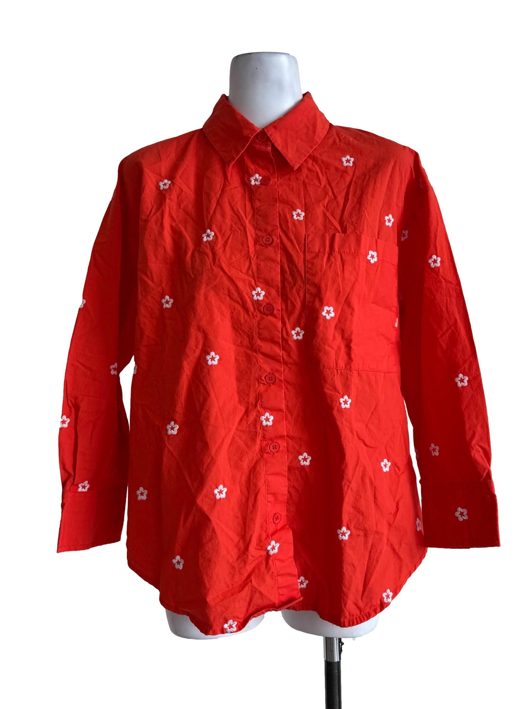 Burned Orange Embroidery Blouse