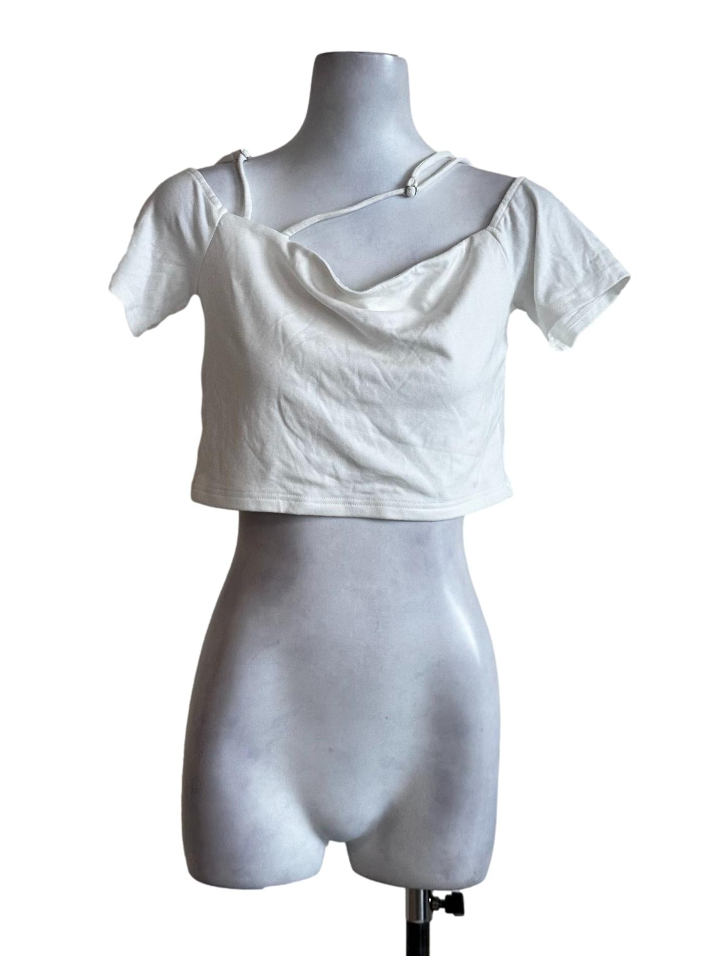 Daisy White Plain Crop Top