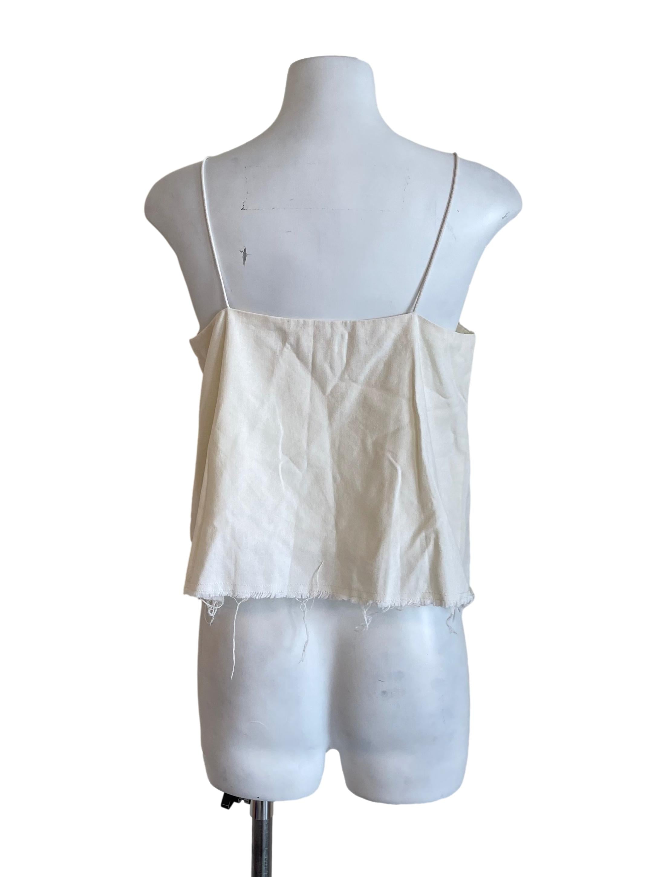 Cream Linen Raw Hem Cami Top OSN