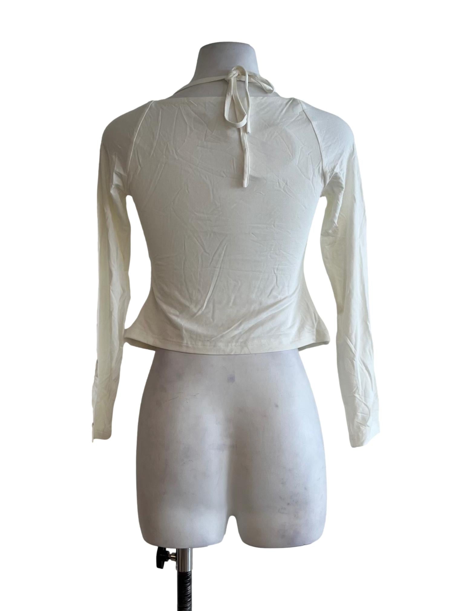 White Sweetheart Neckline Blouse