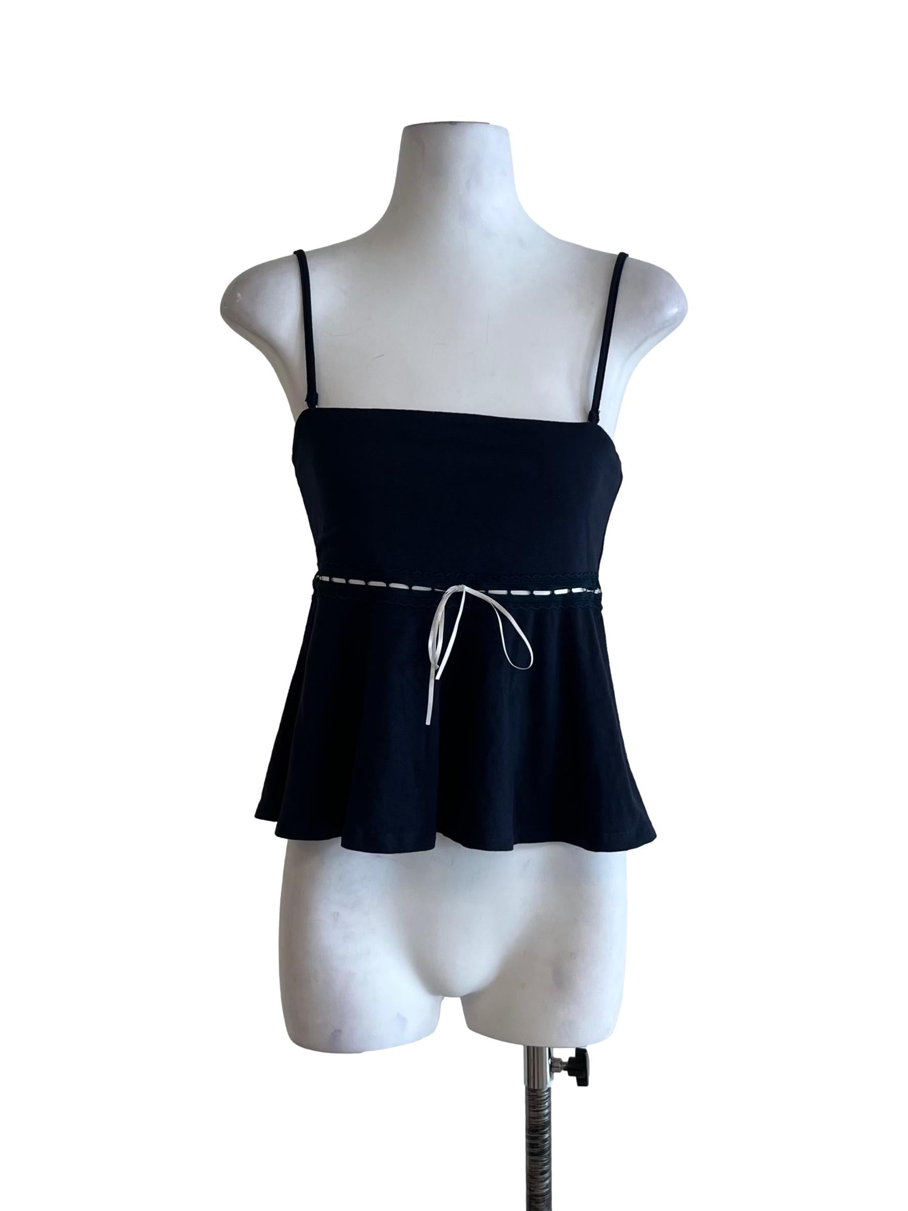 Navy Blue Spaghetti Strap Sleeveless Top