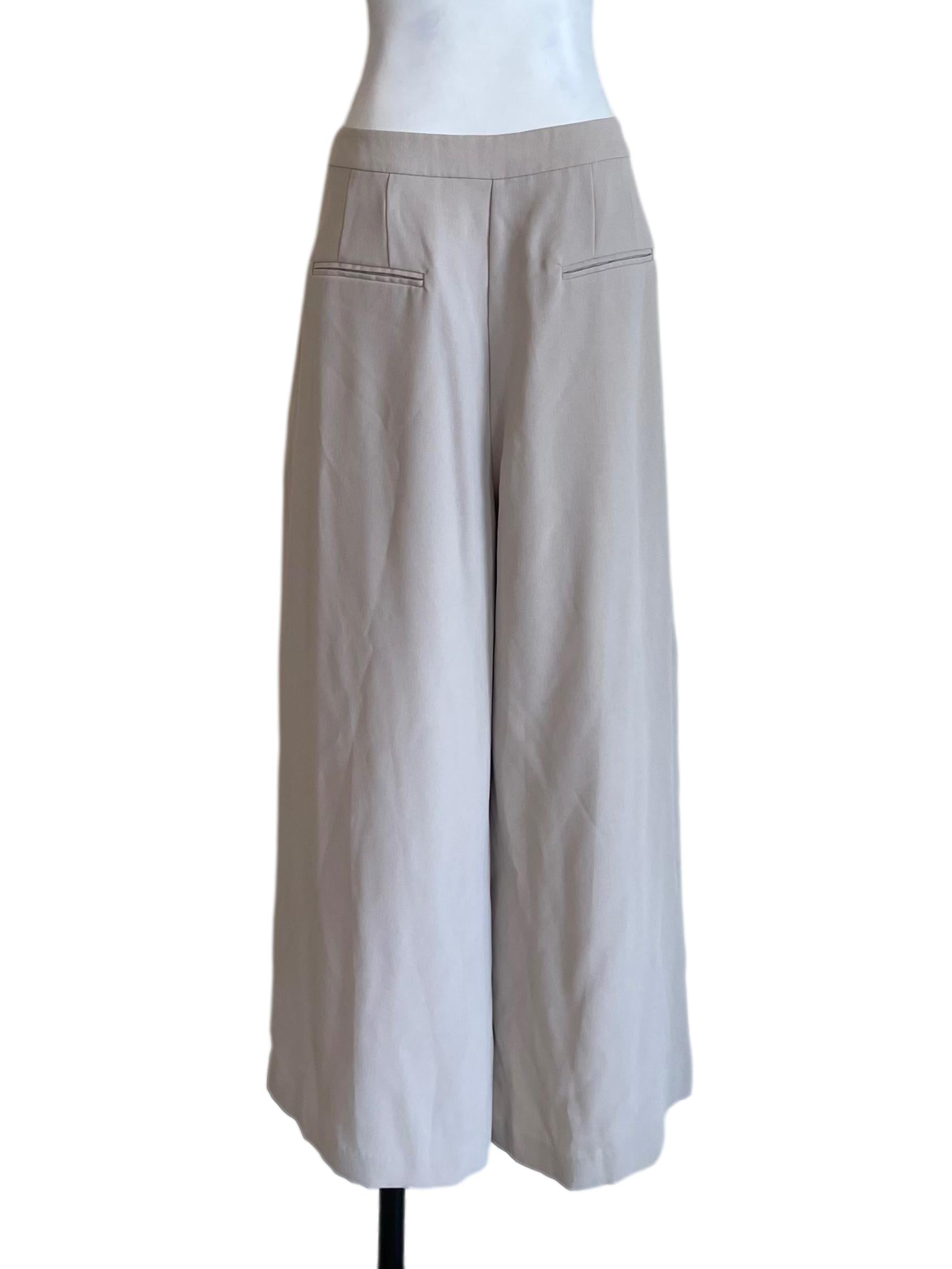 Cream High-Waisted Longline Pants OSN