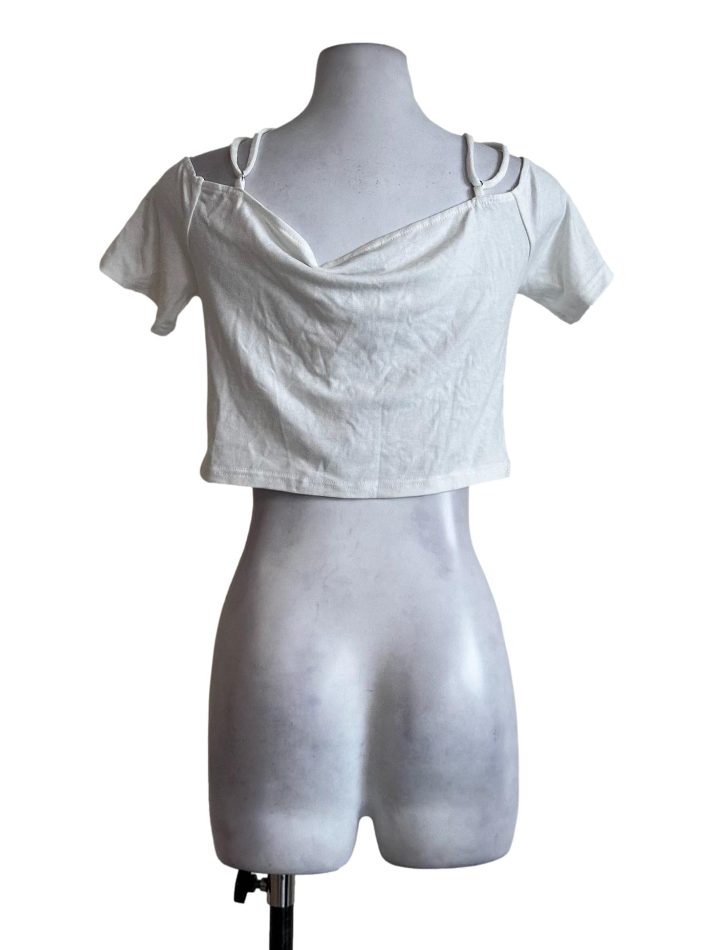 Daisy White Plain Crop Top