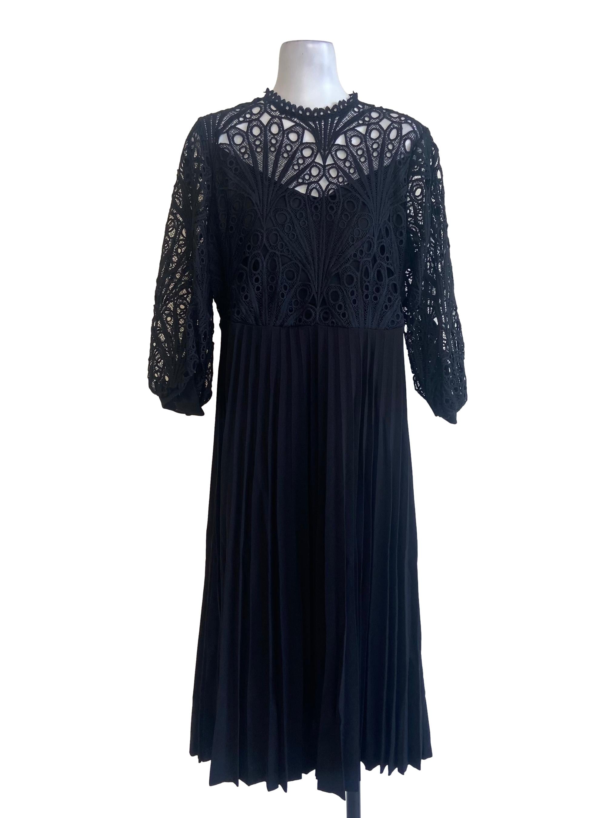 Black Lace Accordion Dress