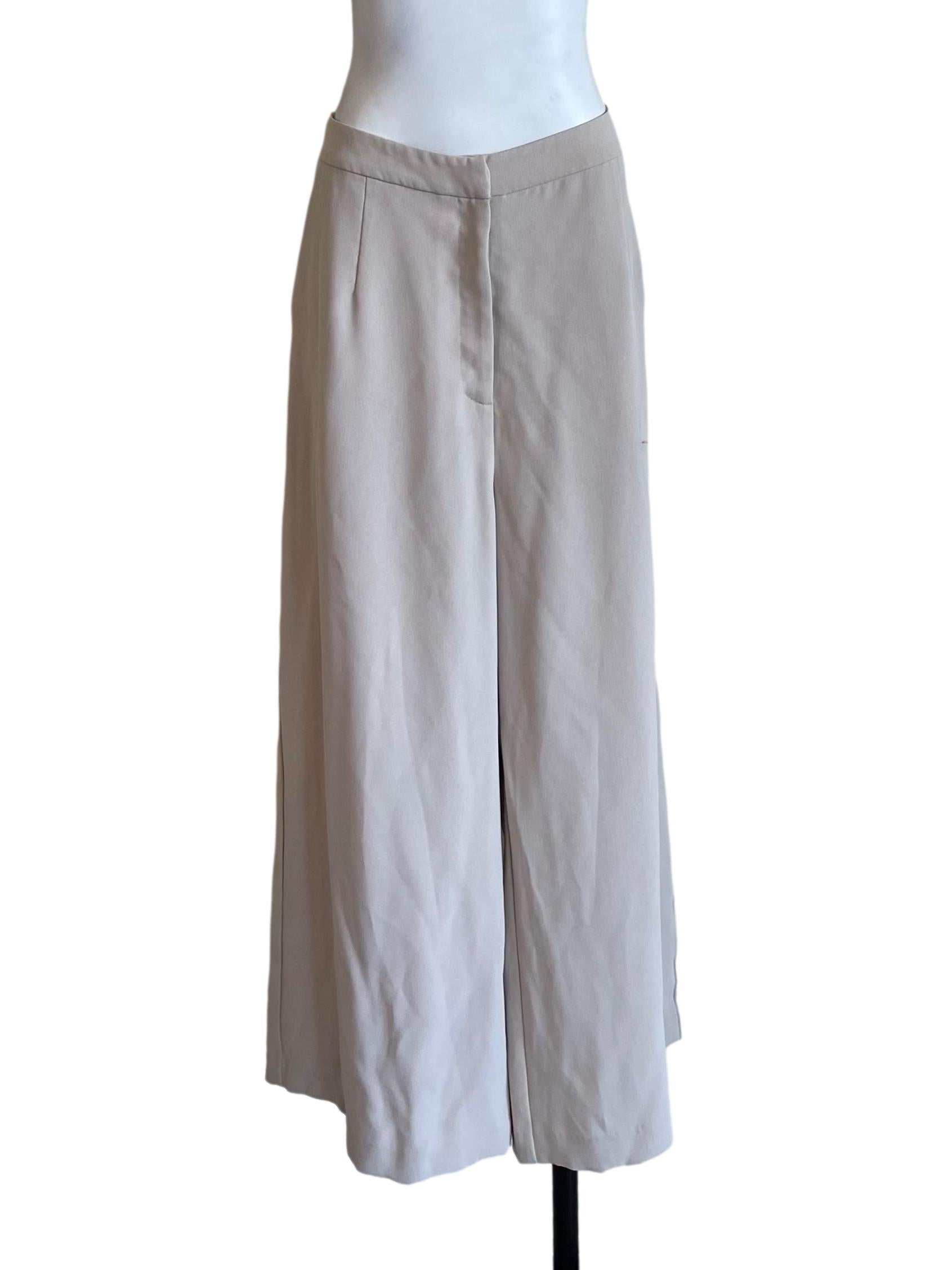 Cream High-Waisted Longline Pants OSN