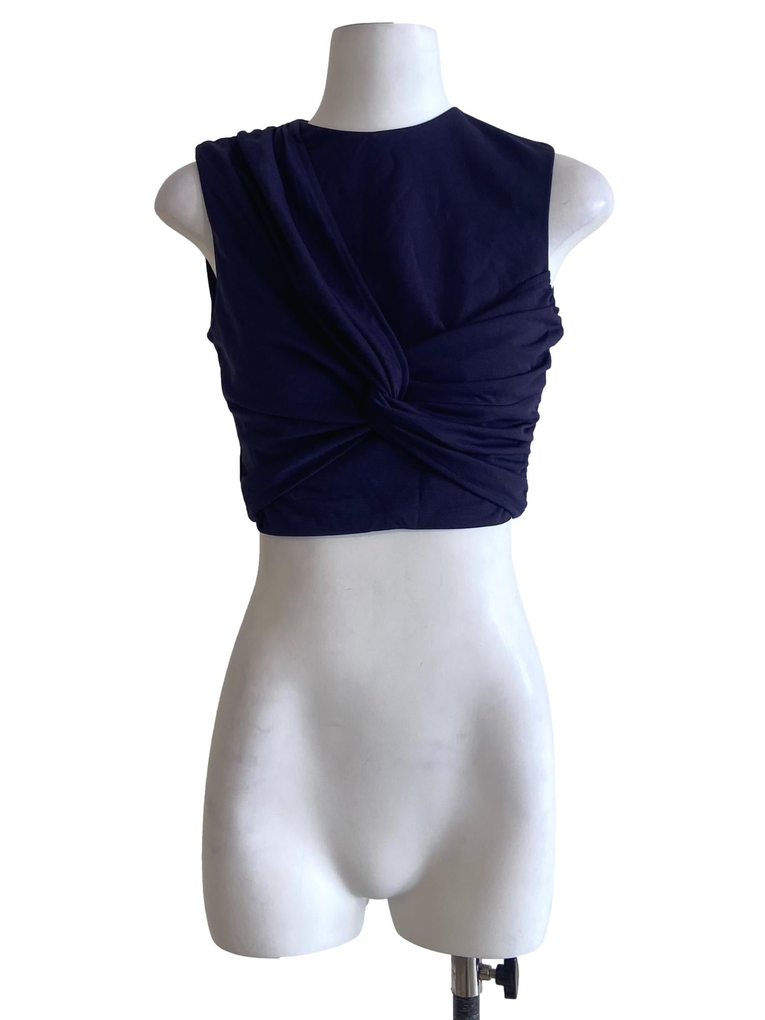 Indigo Blue Sleeveless Crop Top