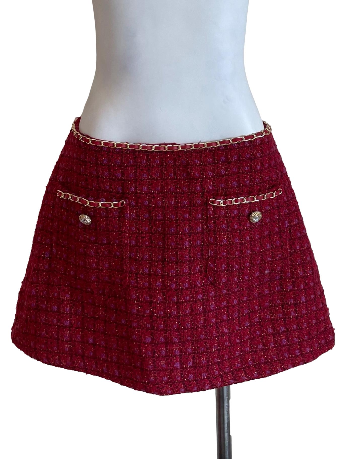 Scarlet Chained Tweed Mini Skirt