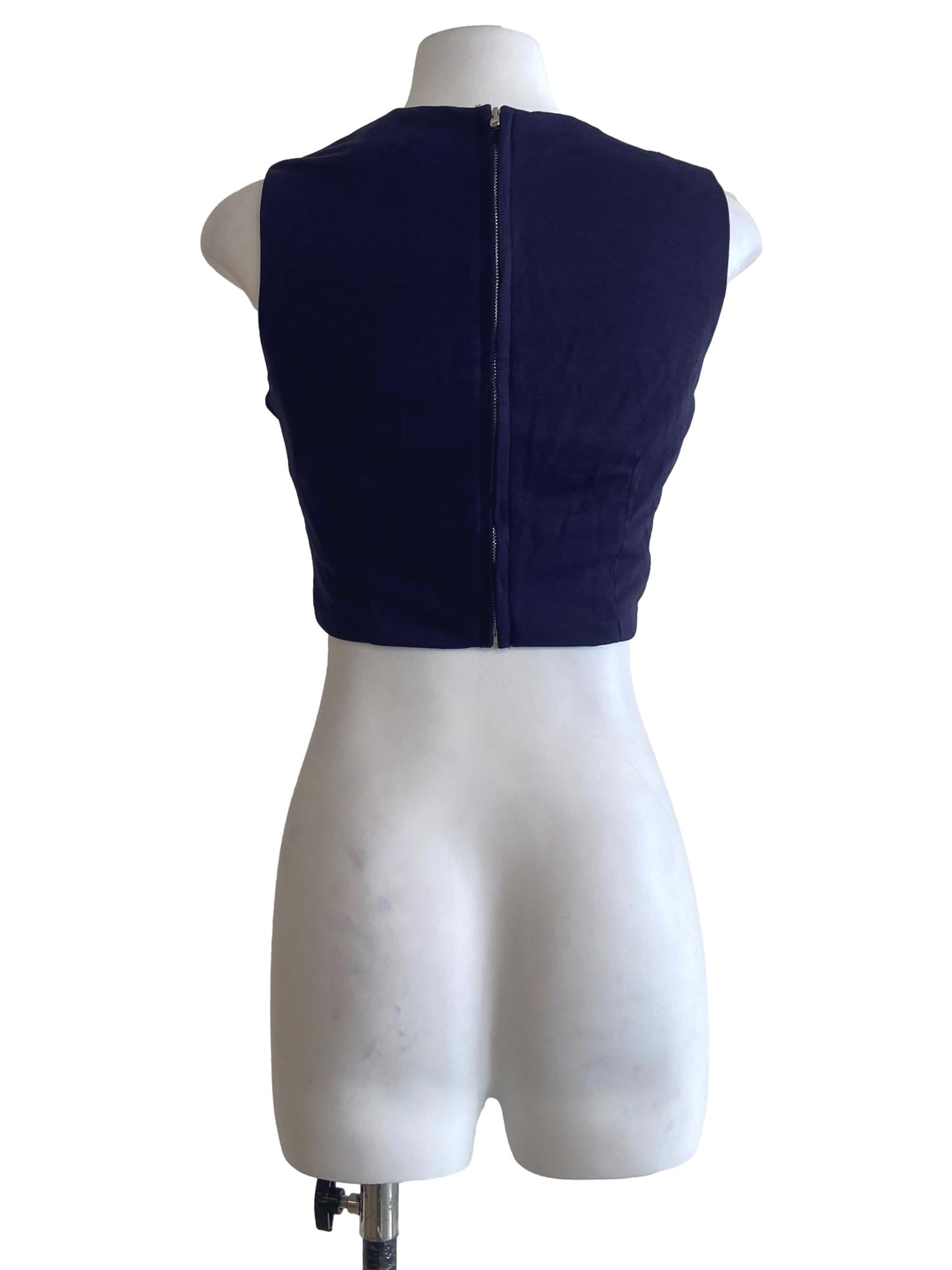 Indigo Blue Sleeveless Crop Top