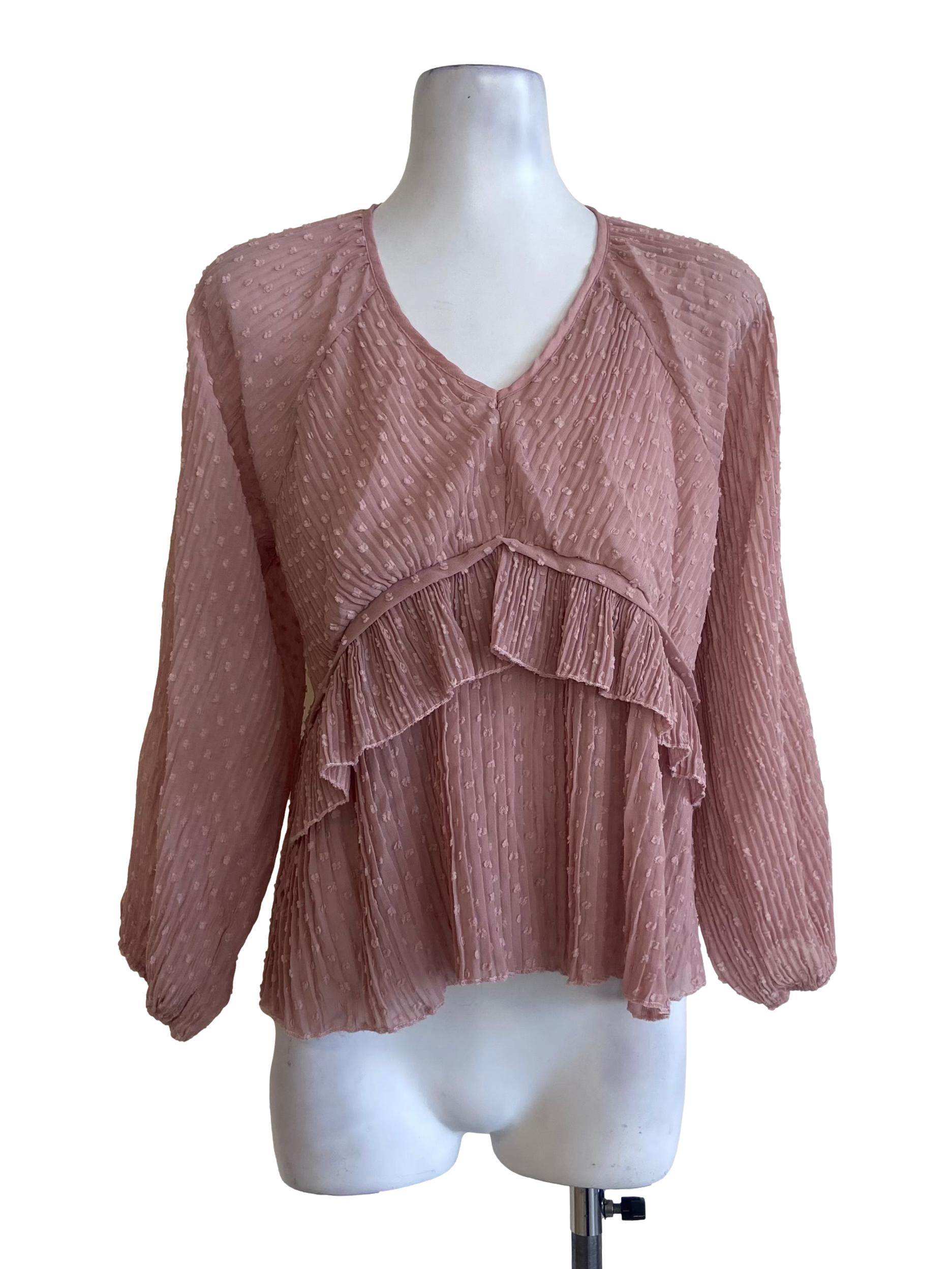 Rose Pink Accordion Blouse