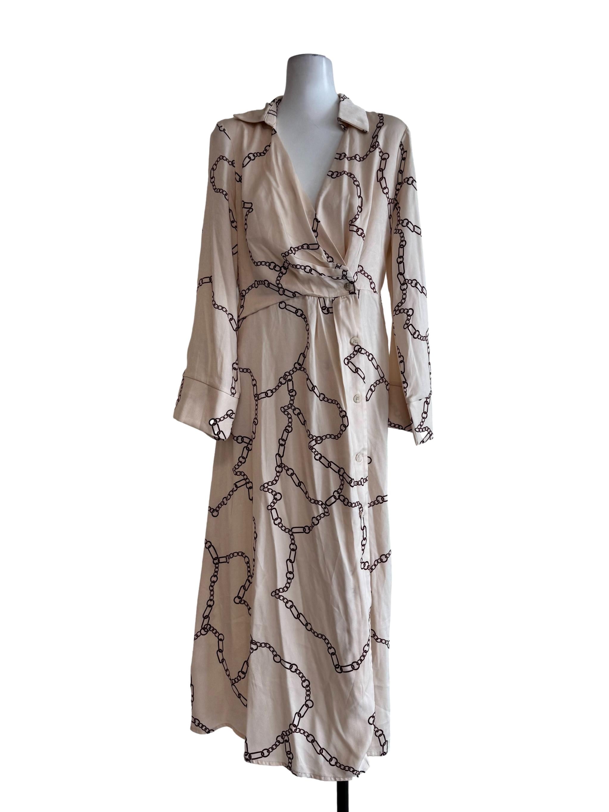 Glimmering Beige Chain Prints Dress