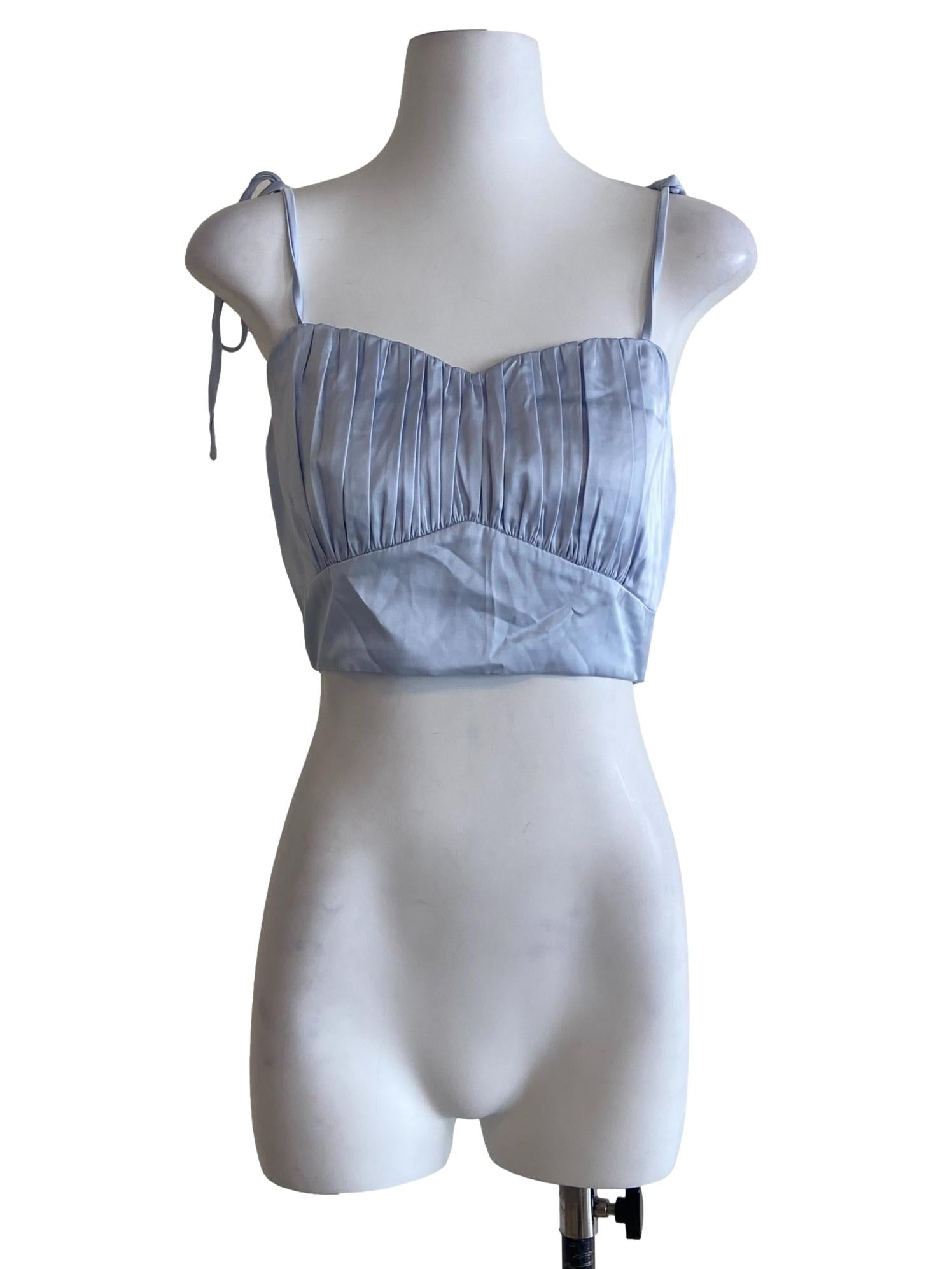 Frost Blue Spaghetti Strap Crop Top