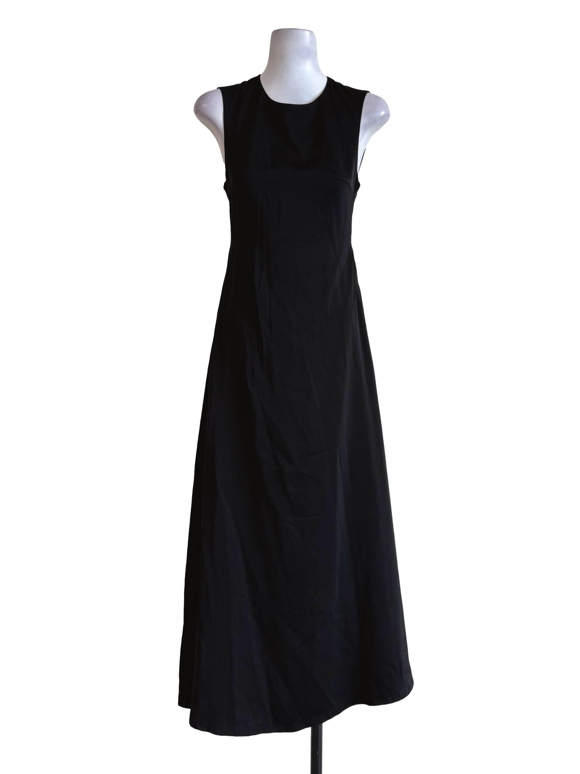 Shiny Black Bare Back Maxi Dress