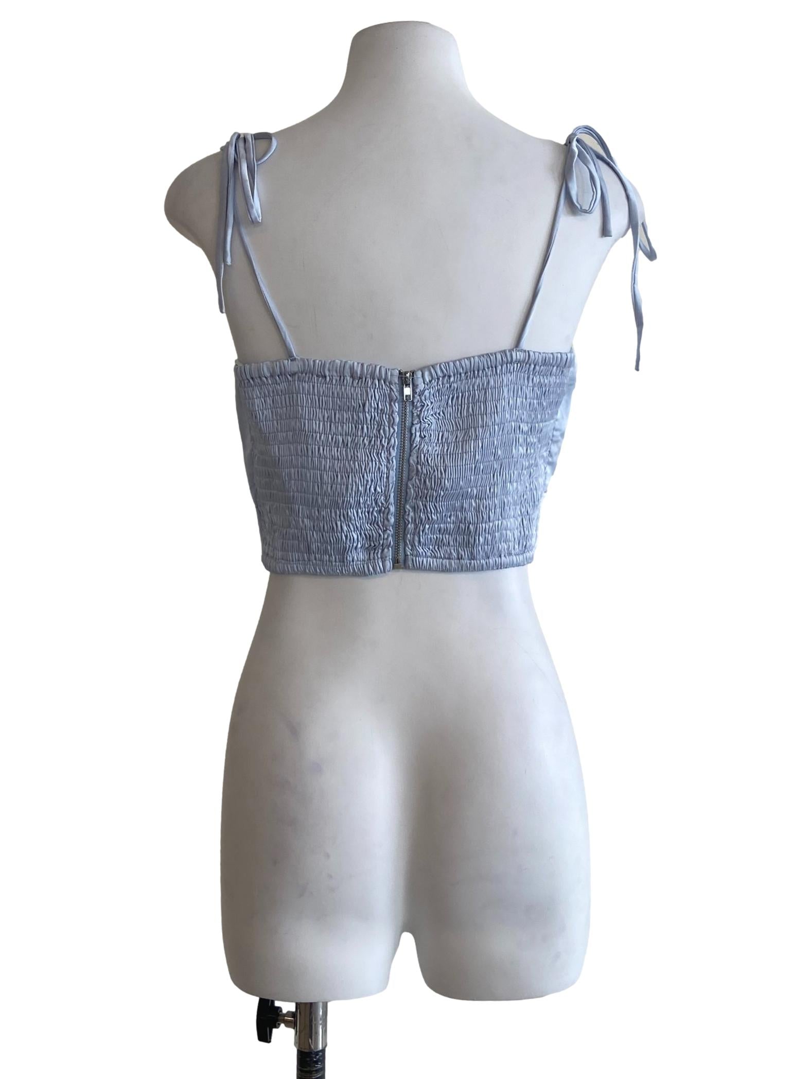 Frost Blue Spaghetti Strap Crop Top