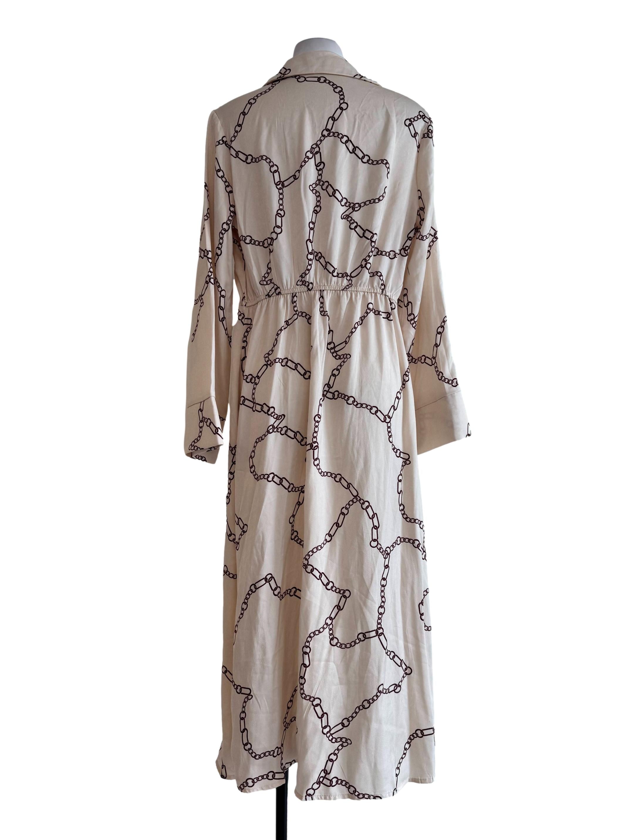 Glimmering Beige Chain Prints Dress