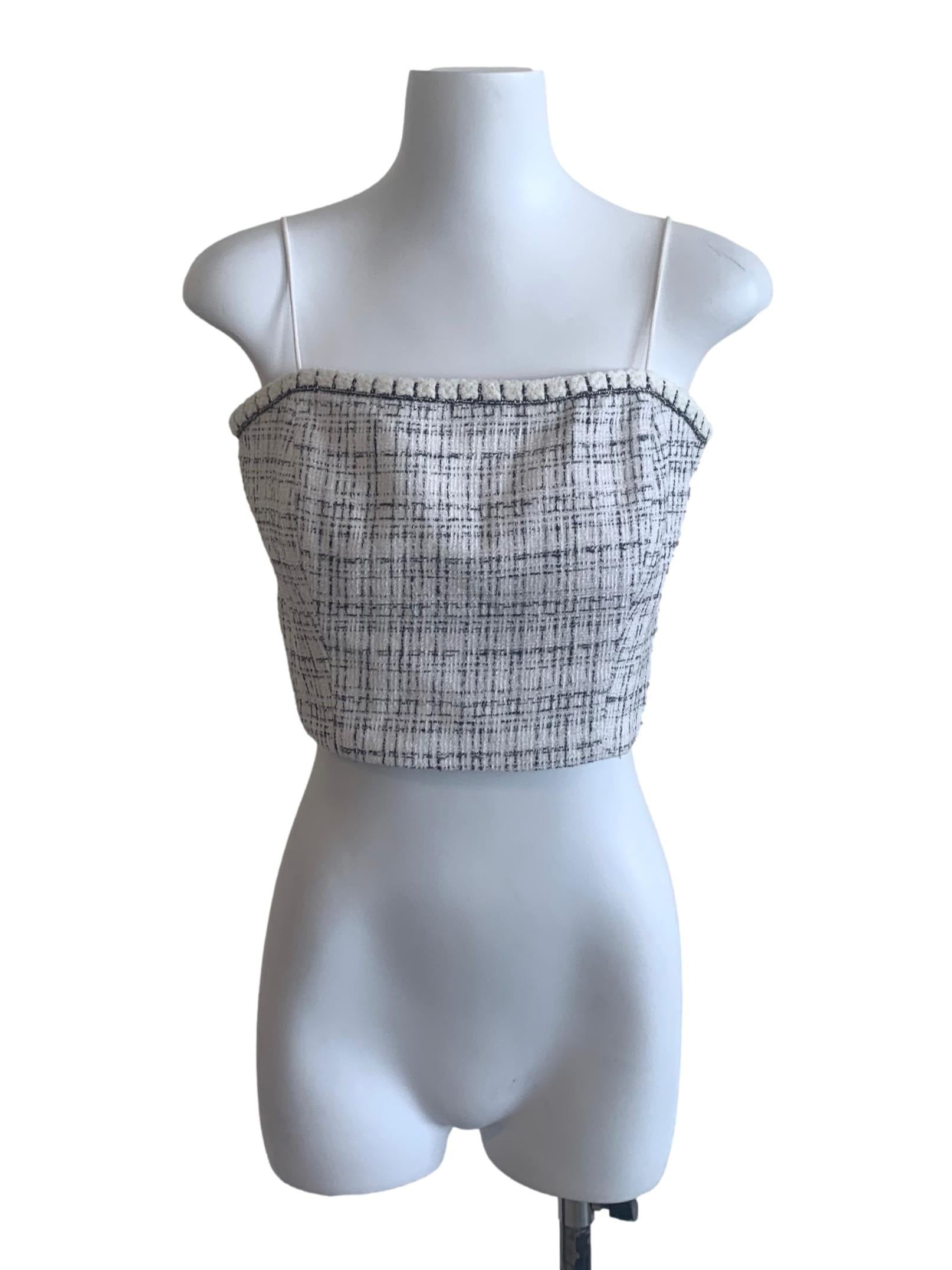 White Tweed Spaghetti Strap Top