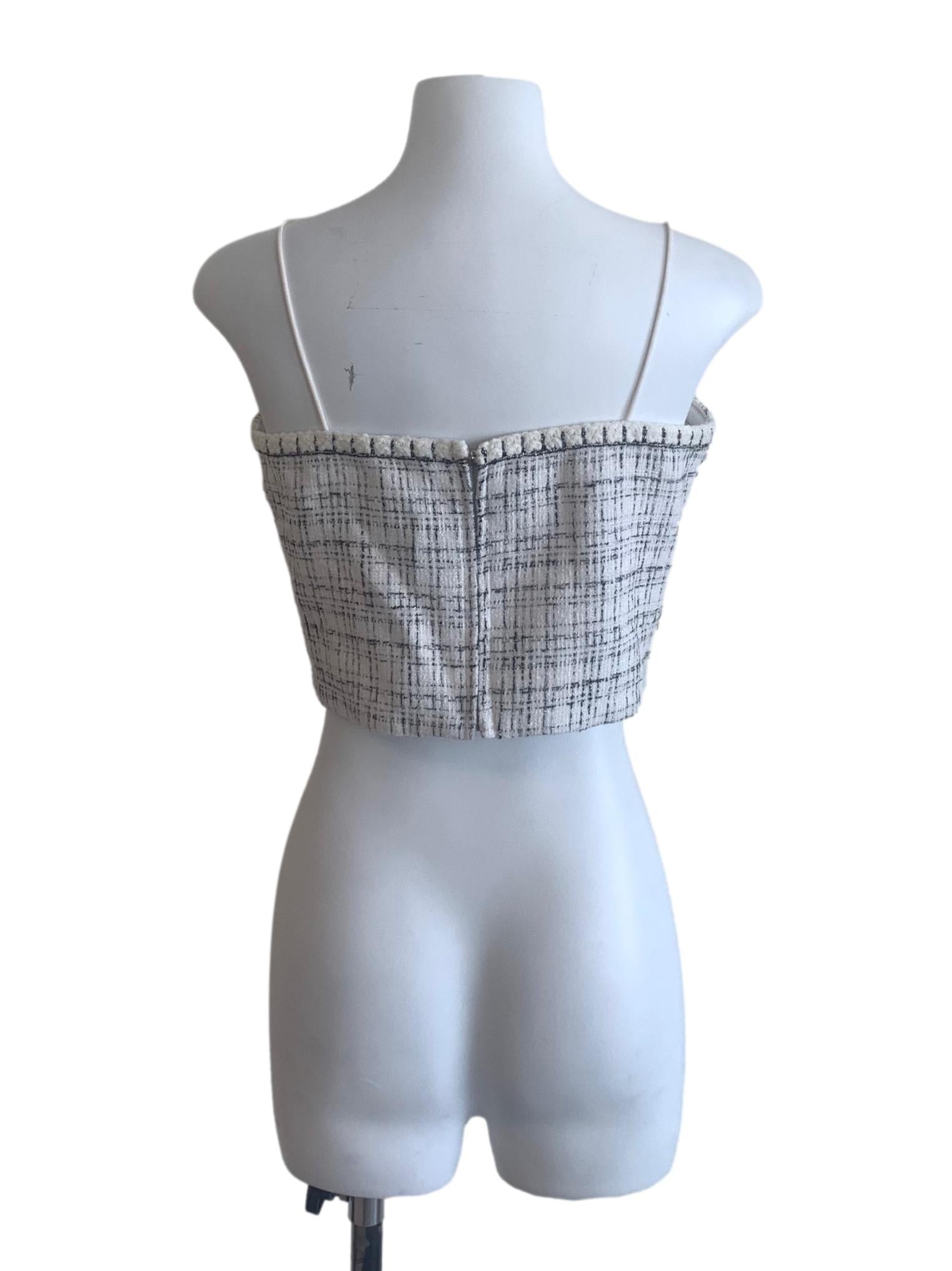 White Tweed Spaghetti Strap Top