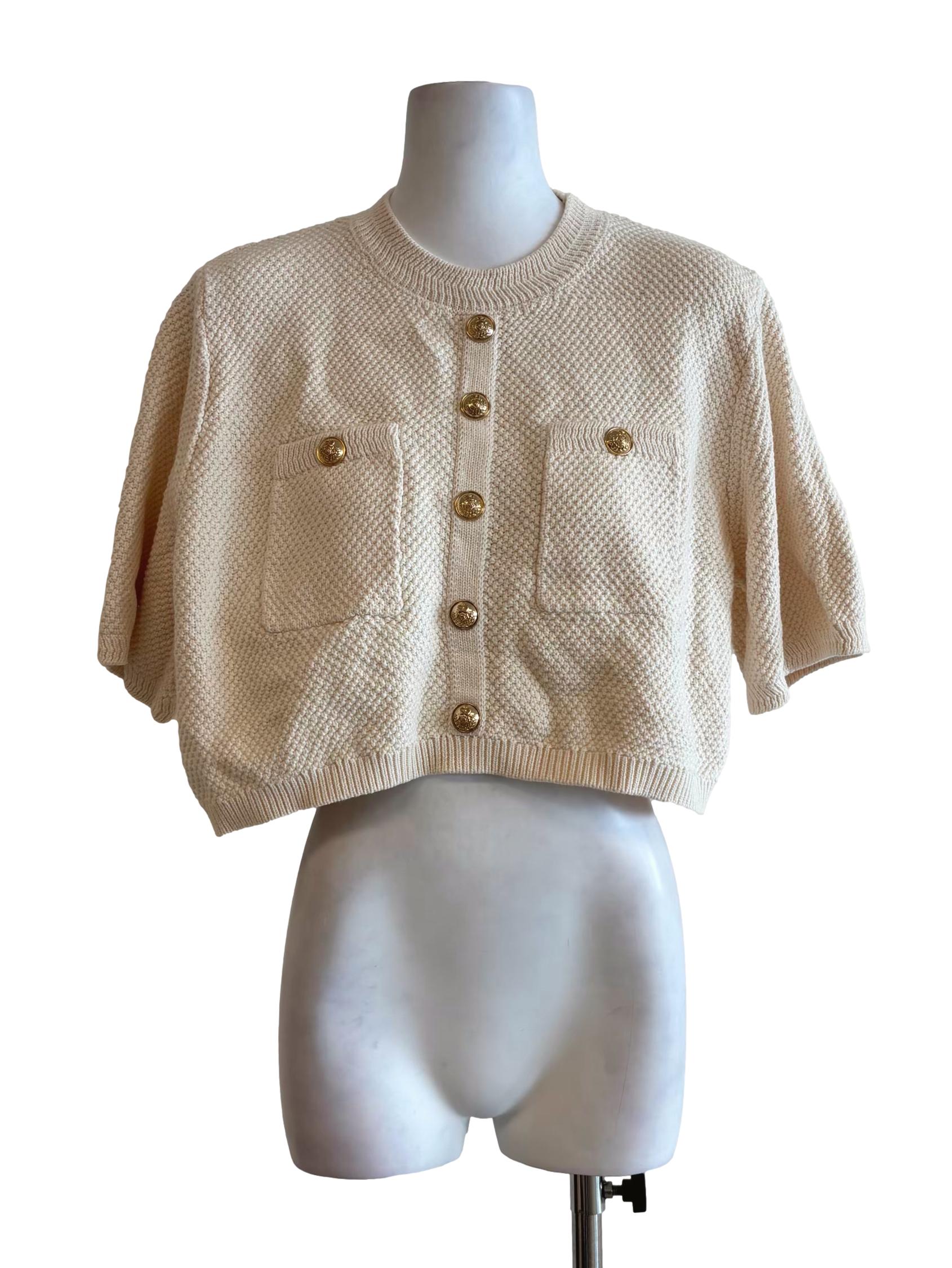 Almond Short Sleeve Knit Top