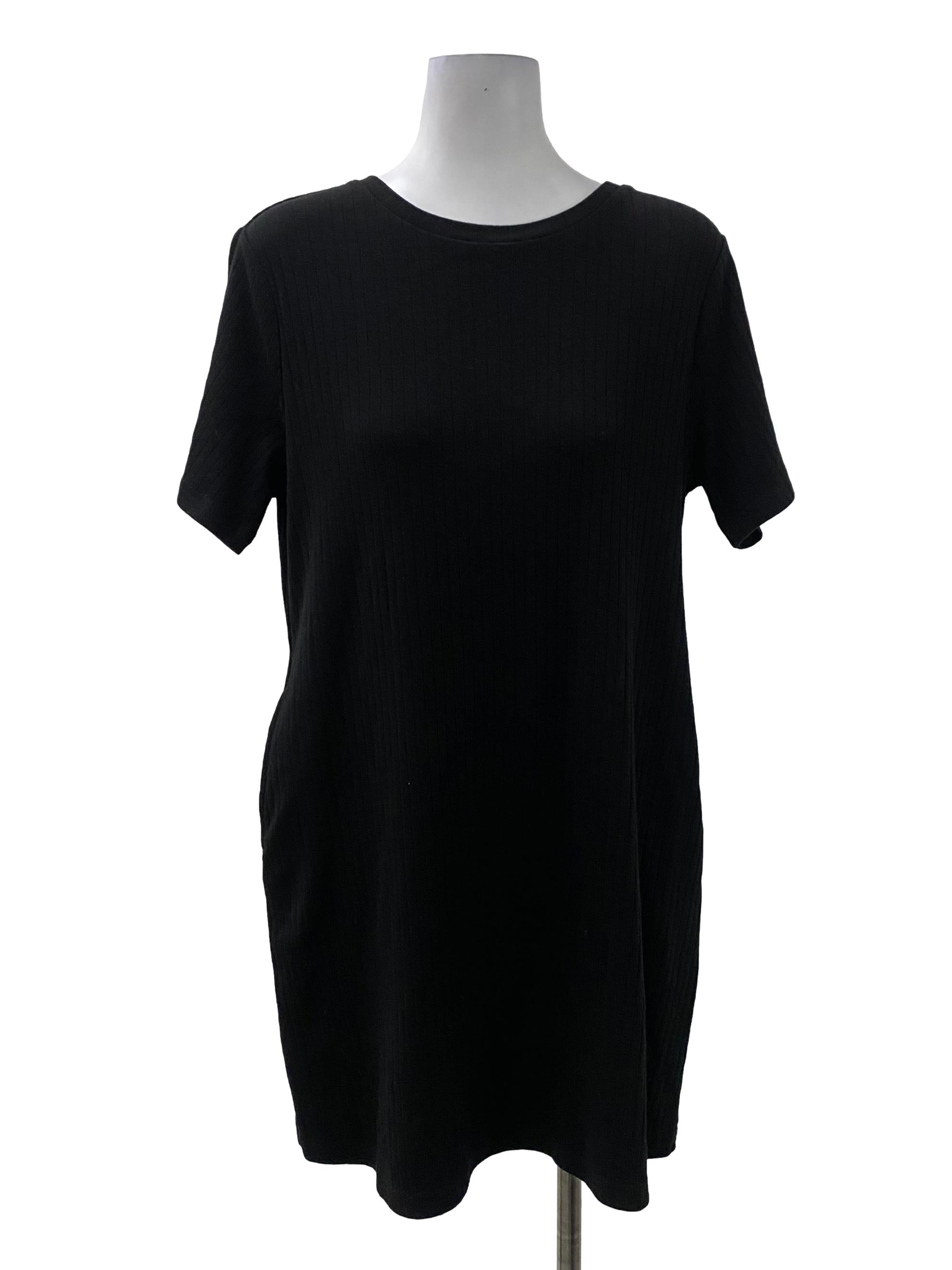 Black Round Neck Ribbed Dress