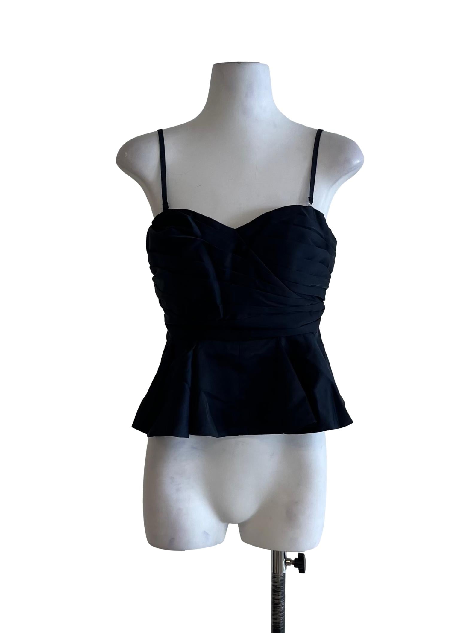 Navy Blue Sweatheart Neckline Sleeveless Top