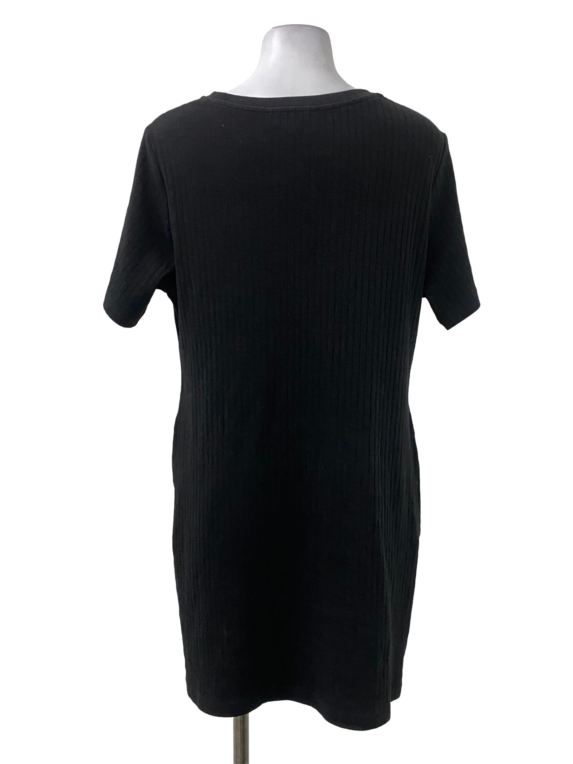Black Round Neck Ribbed Dress