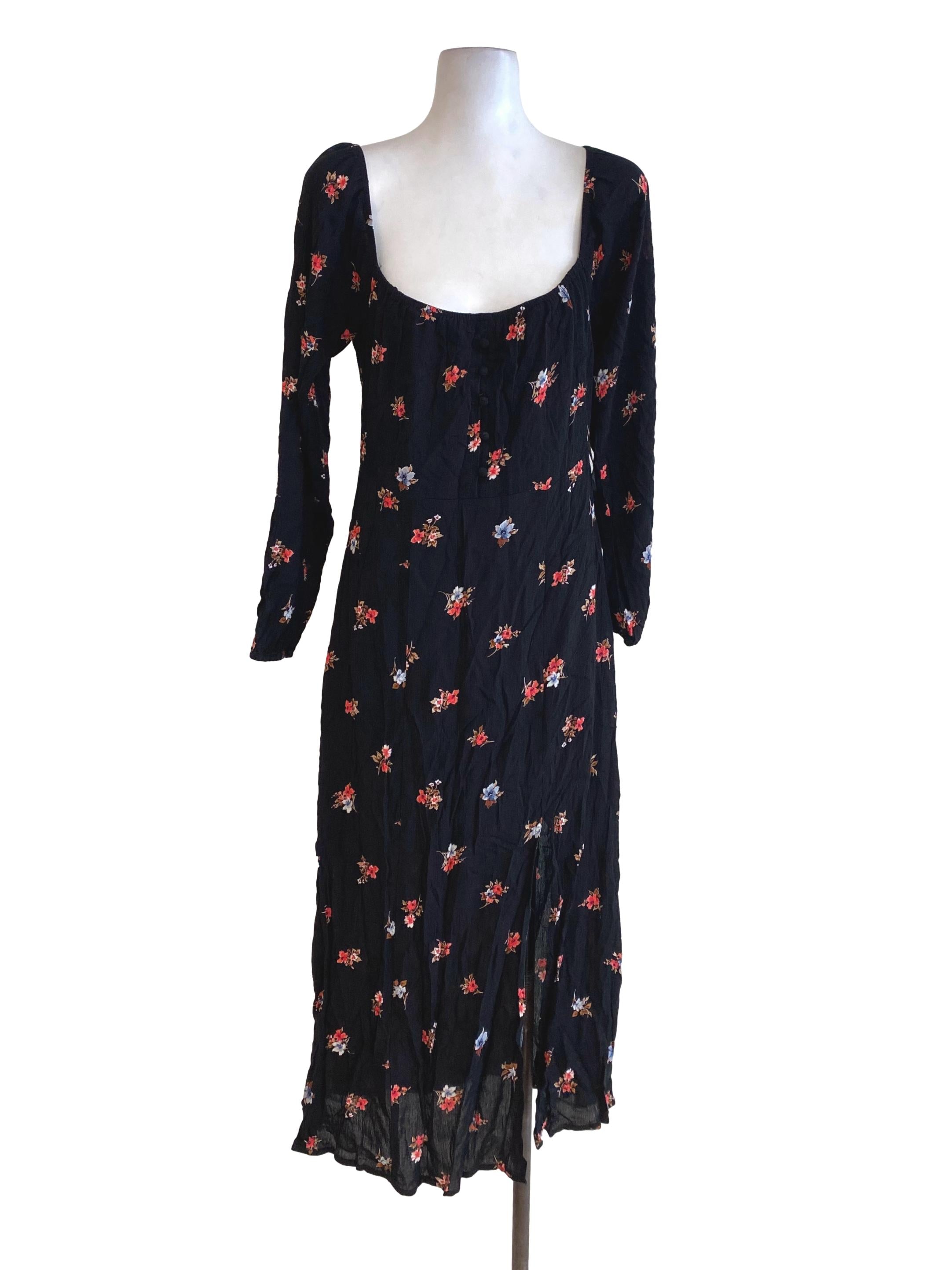 Black Floral Slip Dress